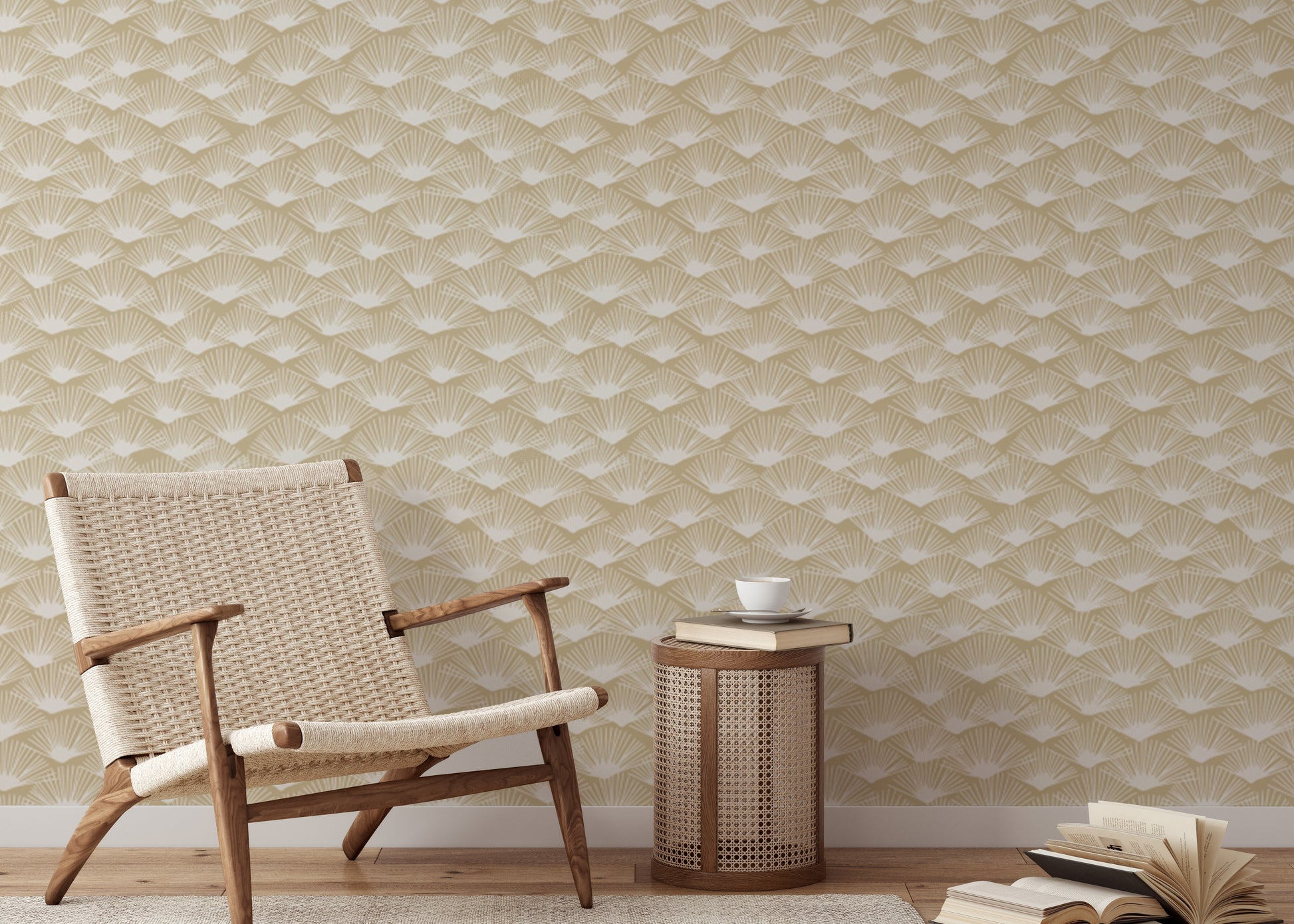 Exotic Fan Silhouette wallpaper creating a bold visual statement.
