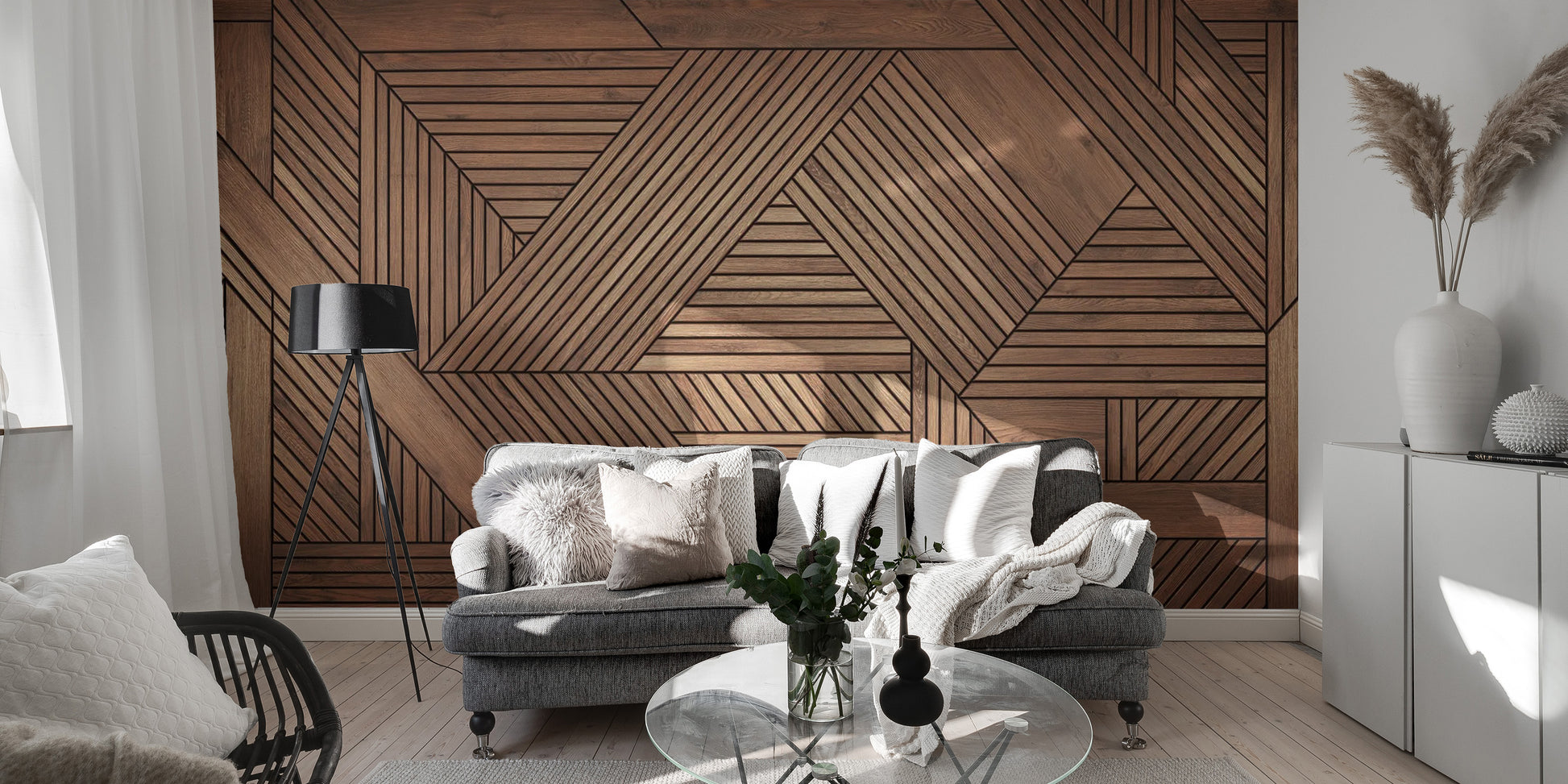 Geometric Wooden Wallpaper Mural design idea
