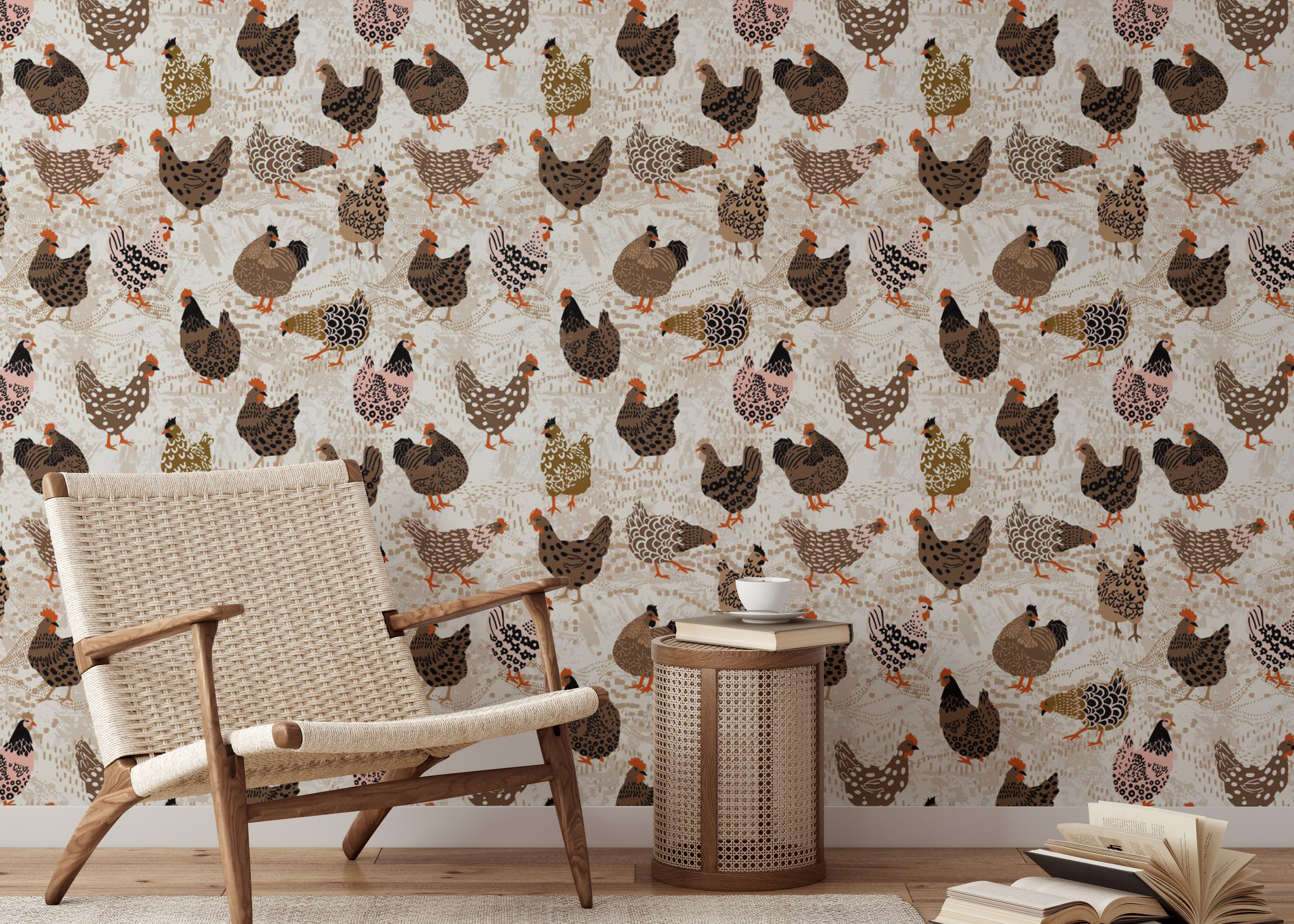 Trendy flock wallpaper for rustic homes