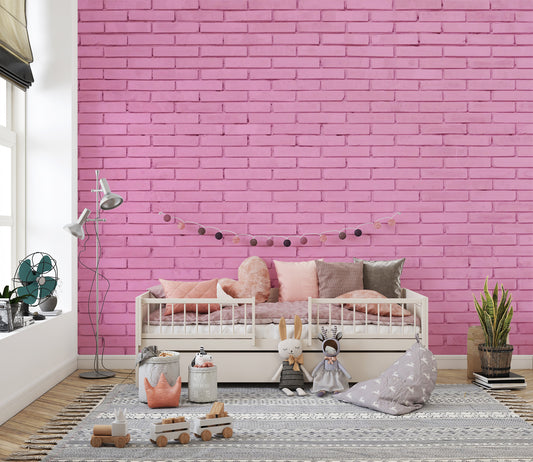 Pink Brick Wallpaper Mural