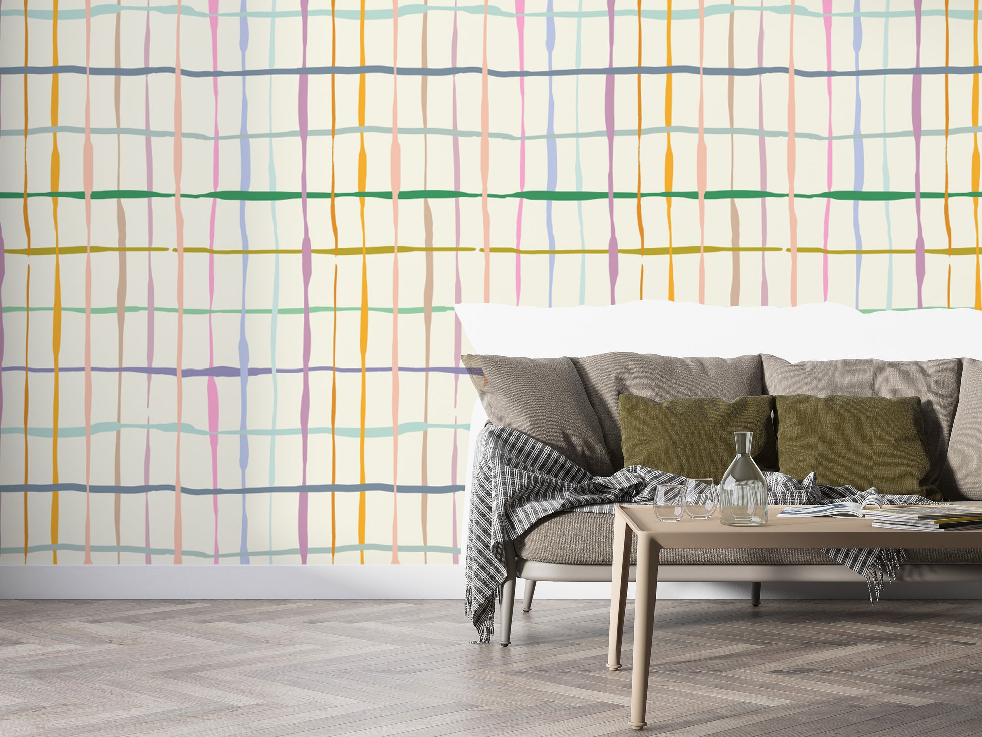 HydroTartan wallpaper featuring calming watercolor hues.
