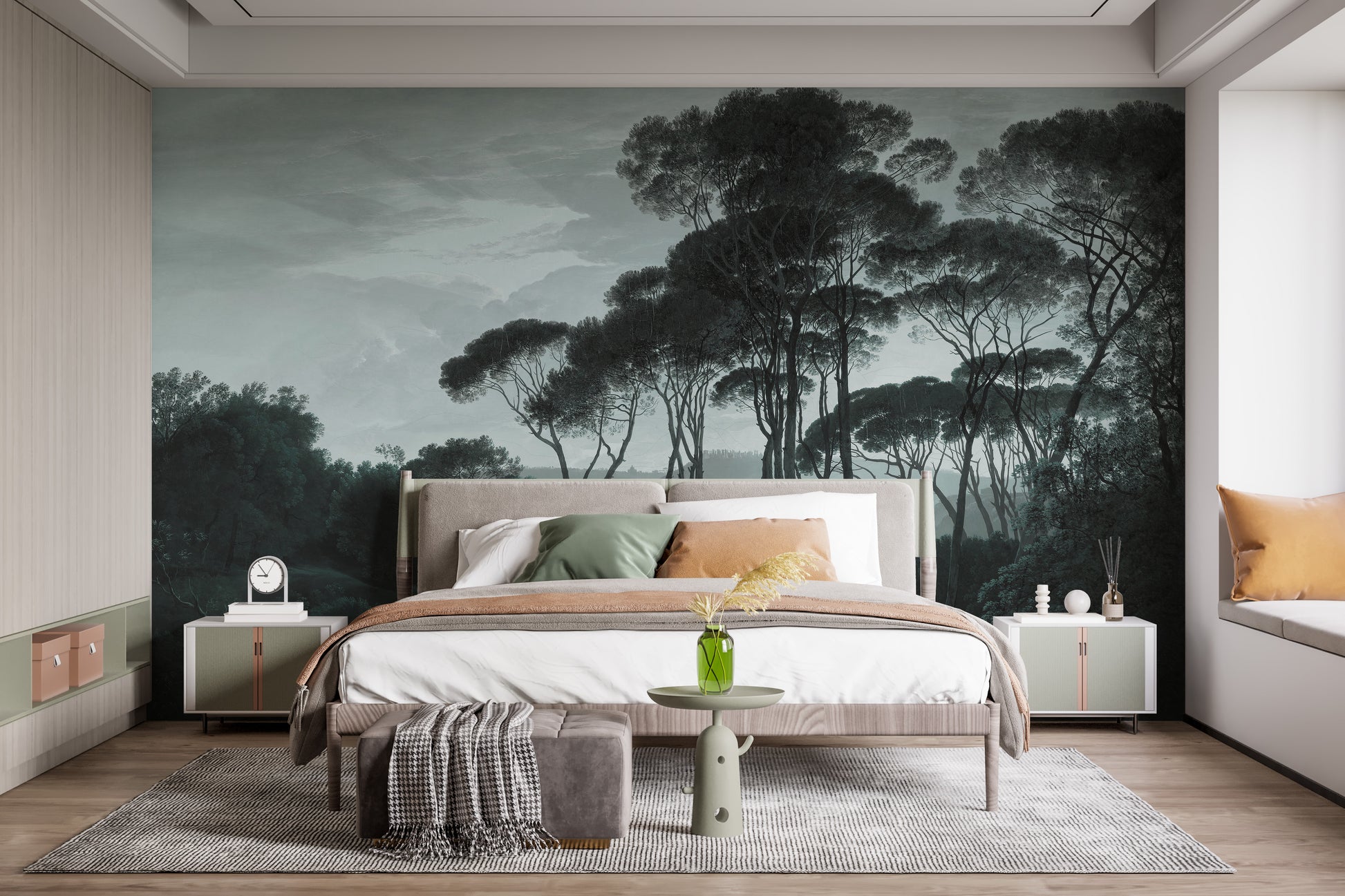 Dark Green Forest Wall Mural
