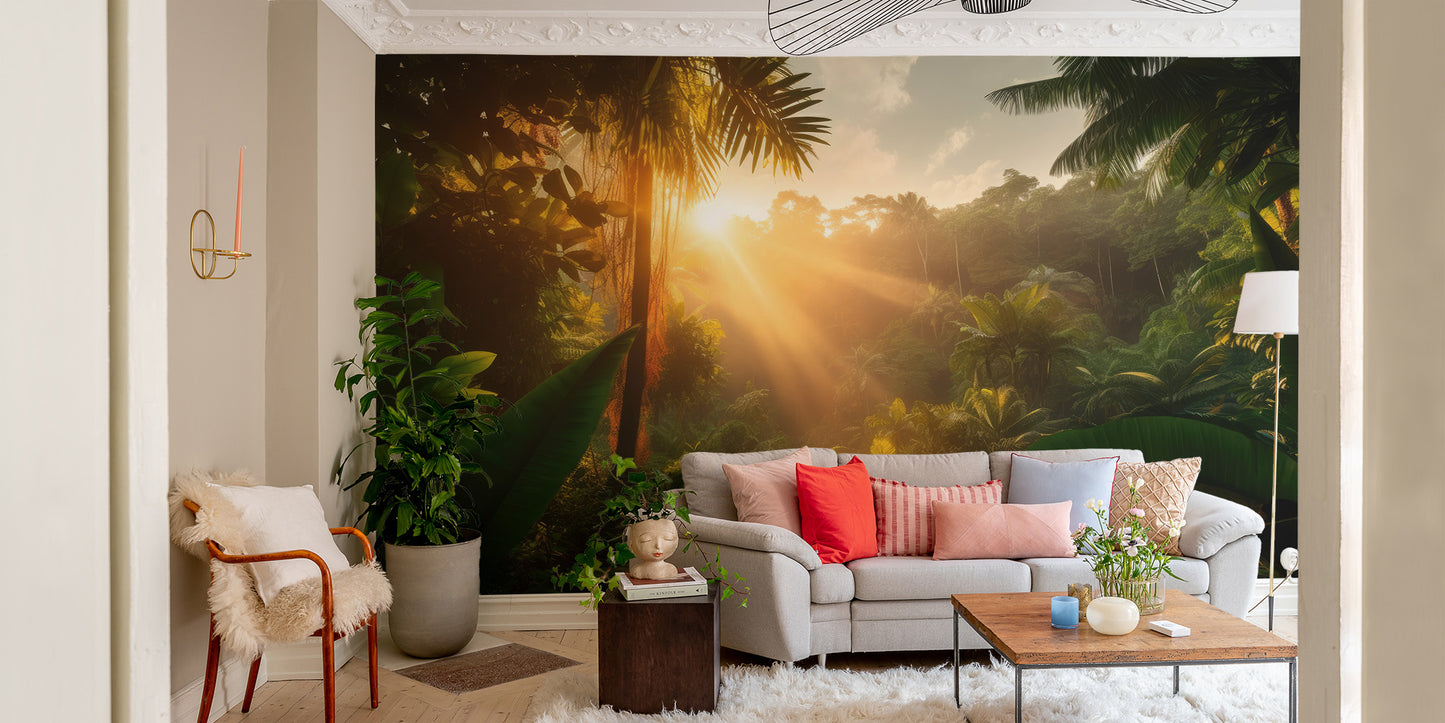 Sun Kissed Rainforest Wall Mural