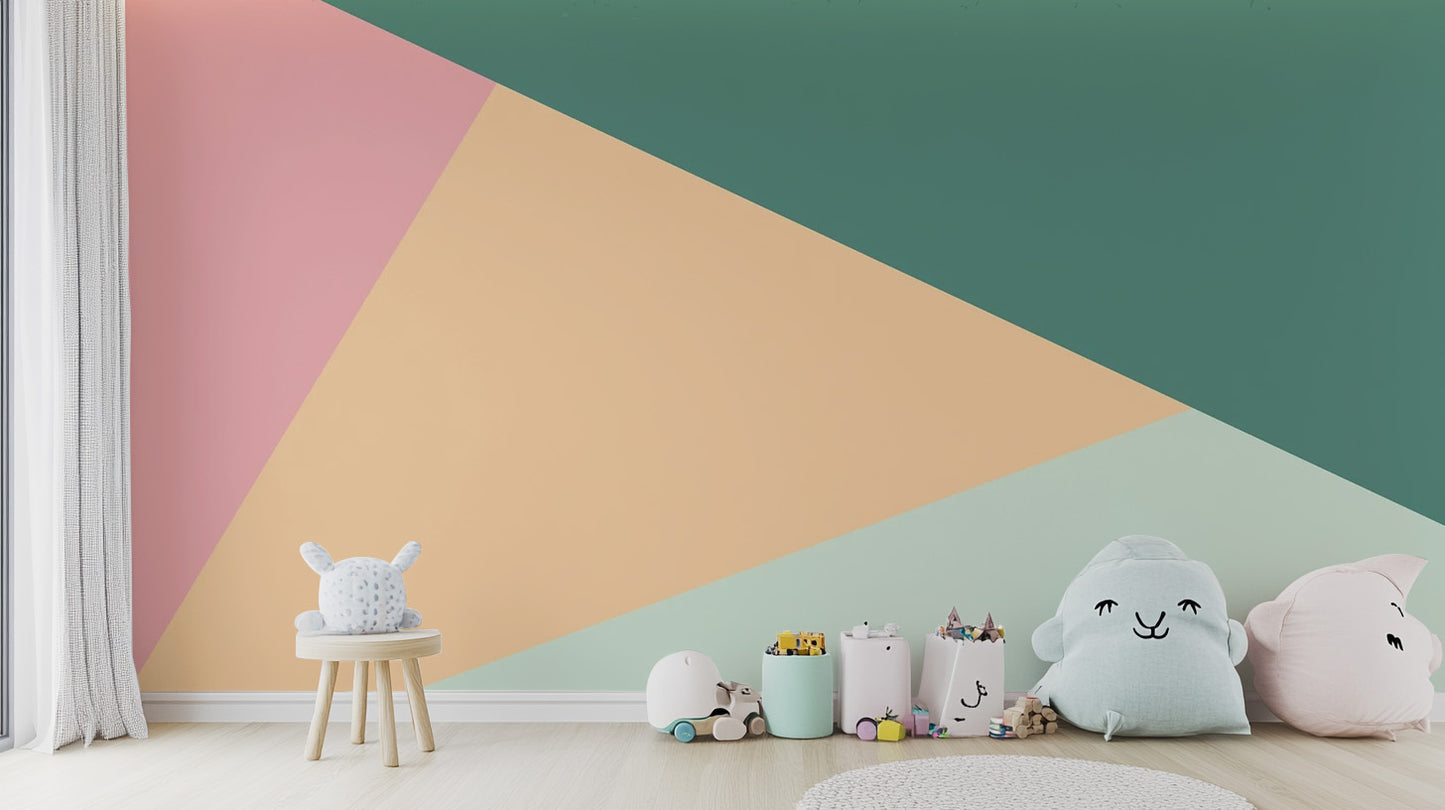 Modern triangle wallpaper featuring colorful geometric shapes.