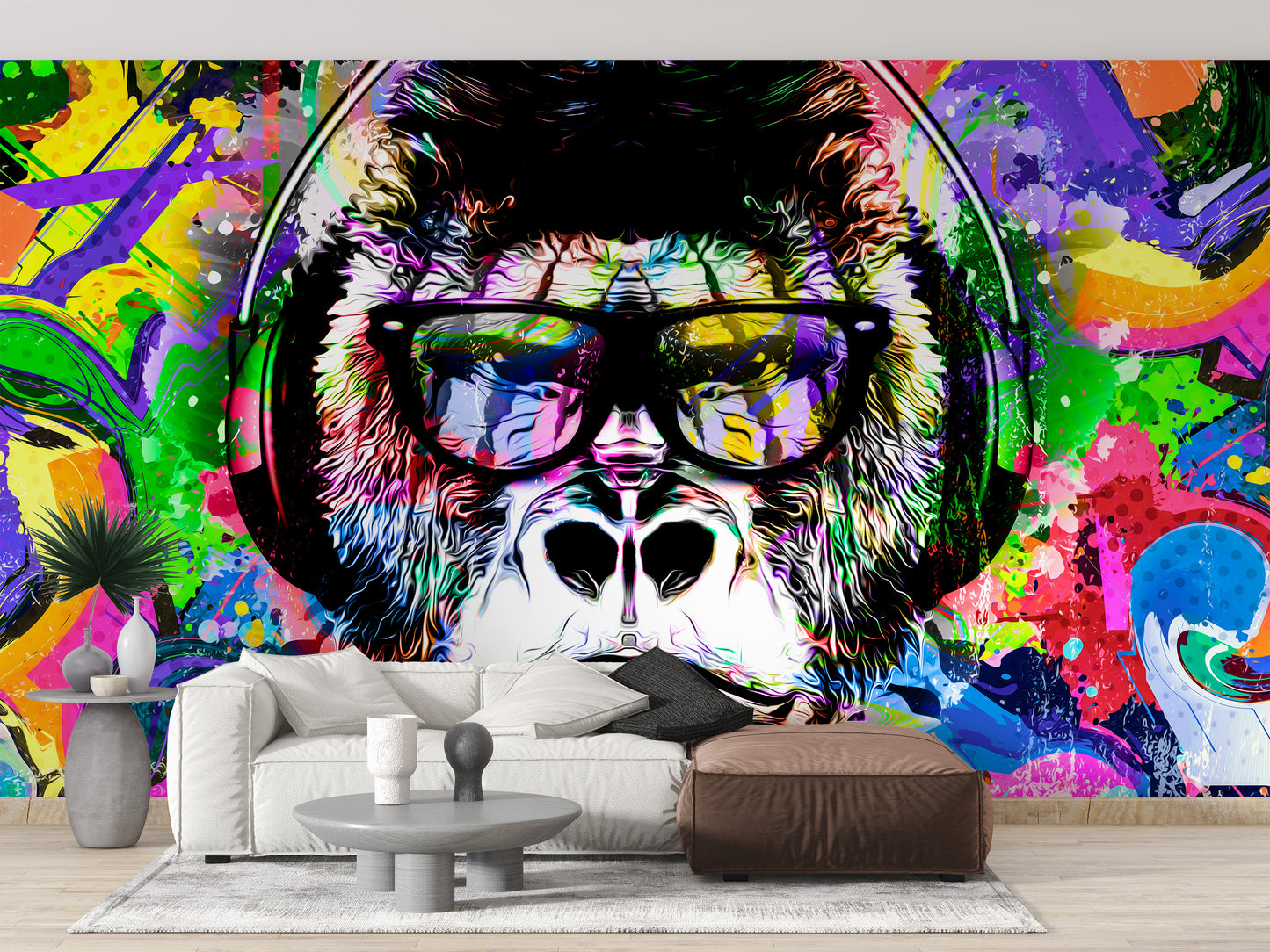 Colorful Monkey Graffiti Wallpaper Mural