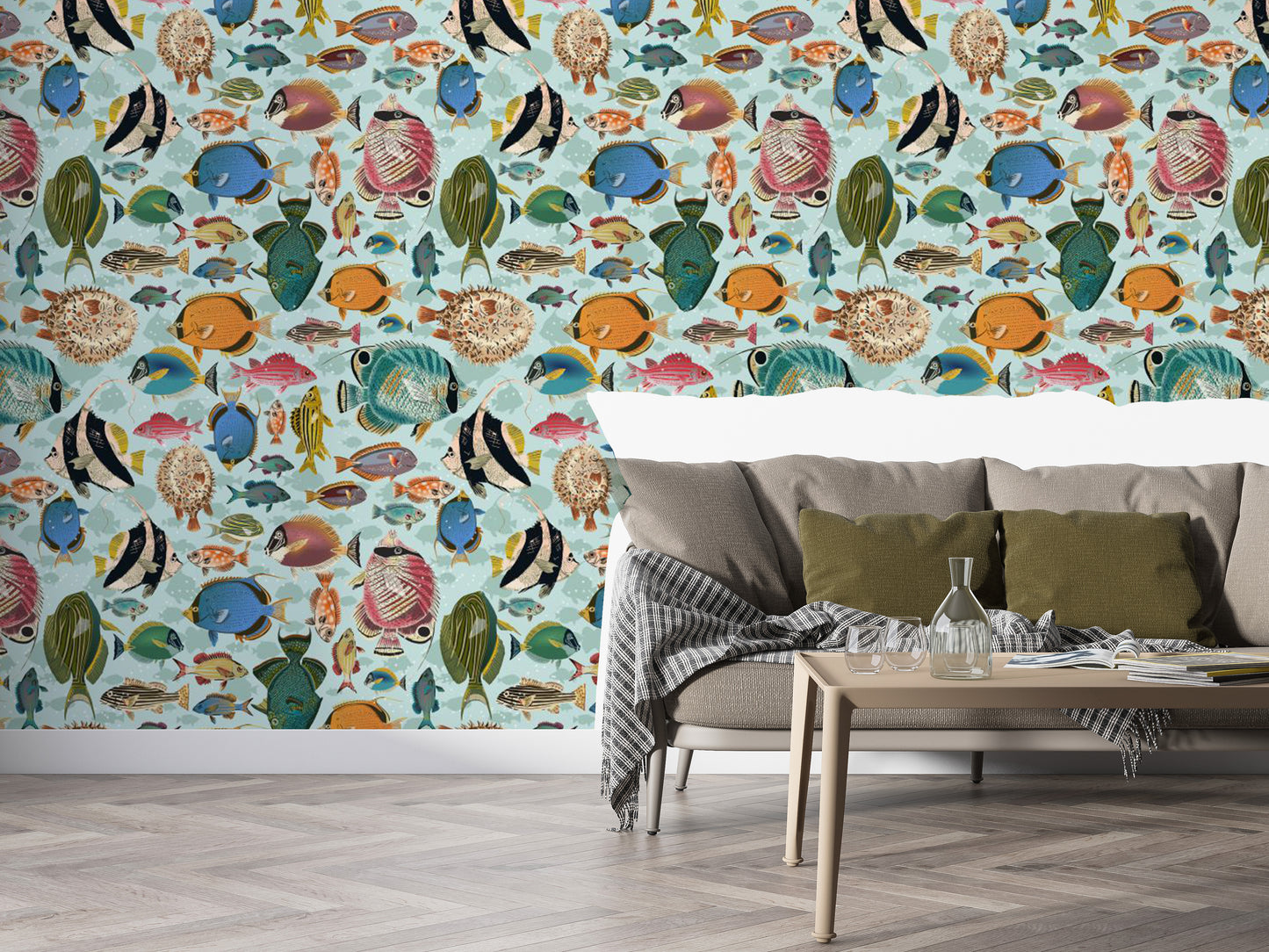 Creative Oceanic Melody Wall Mural for Living Spaces
