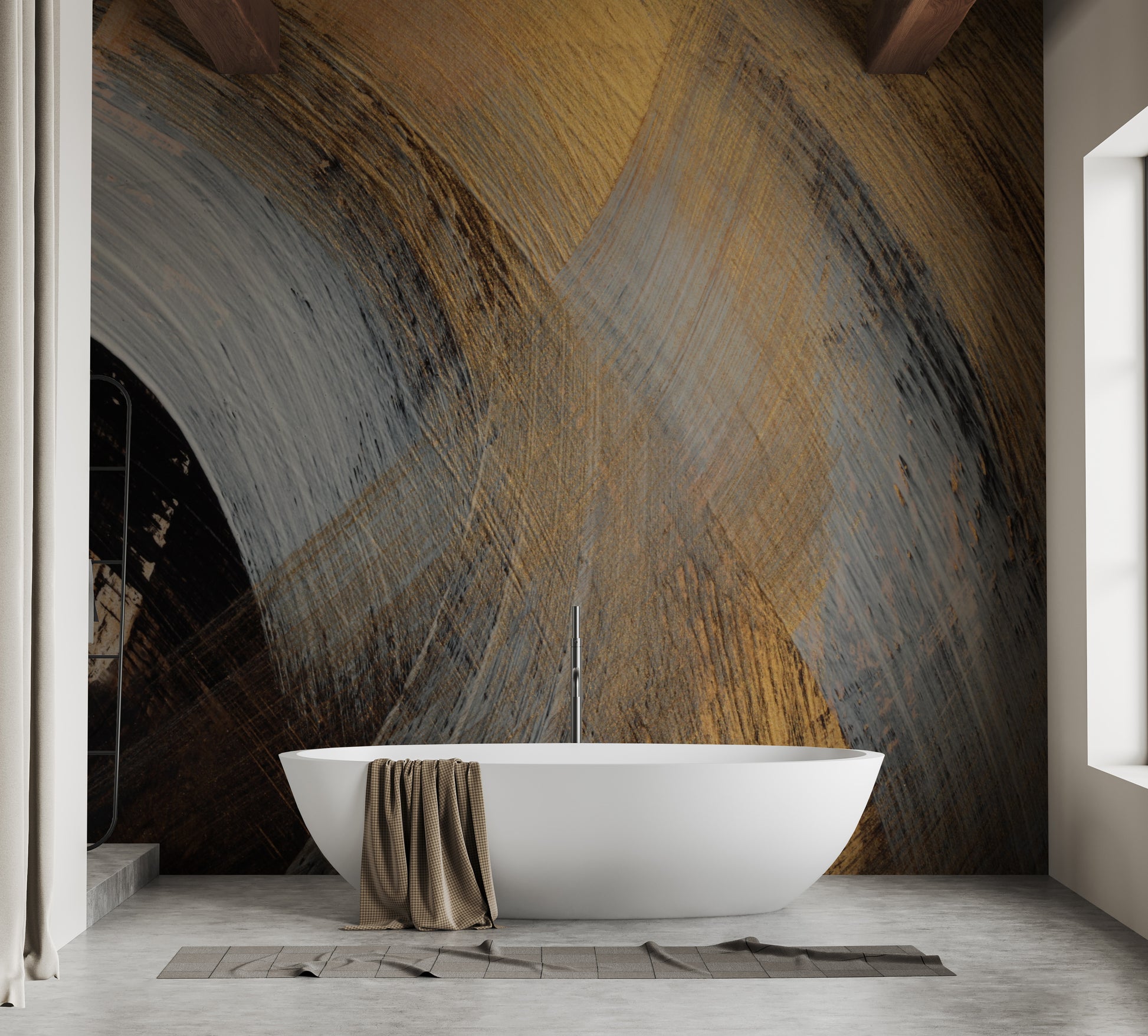 Elegant golden abstract wallpaper mural for modern walls.