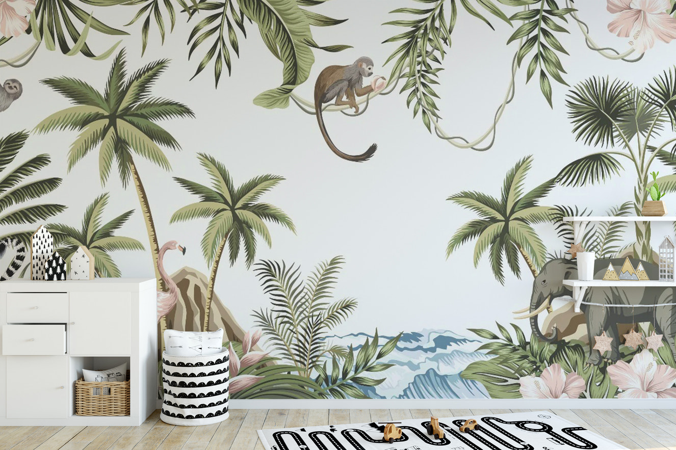 Vintage Tropical Forest Wallpaper Mural
