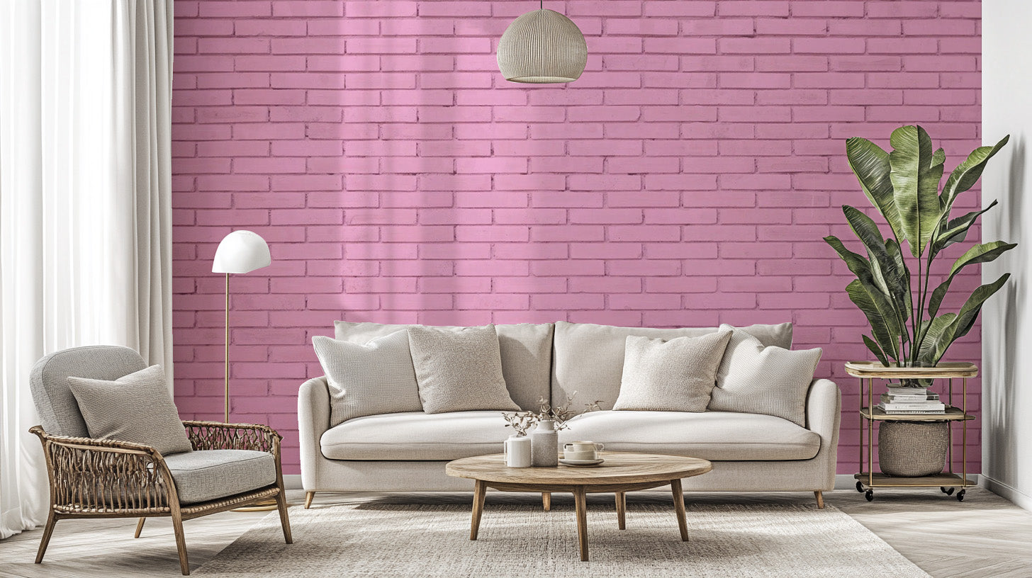 Easy Apply Pink Brick Wallpaper Mural