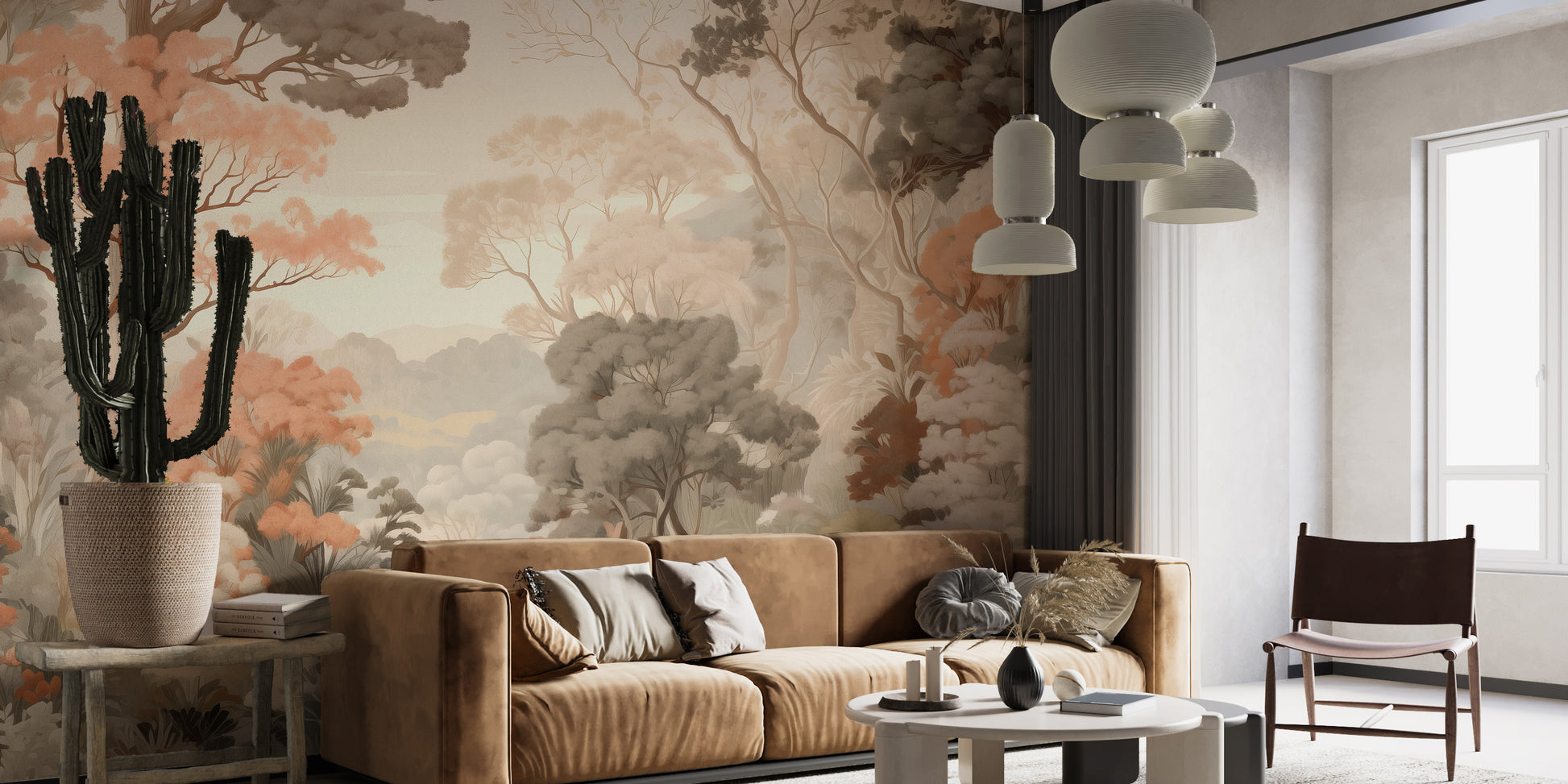 Add warmth and color with a forest of colorful trees wallpaper mural.