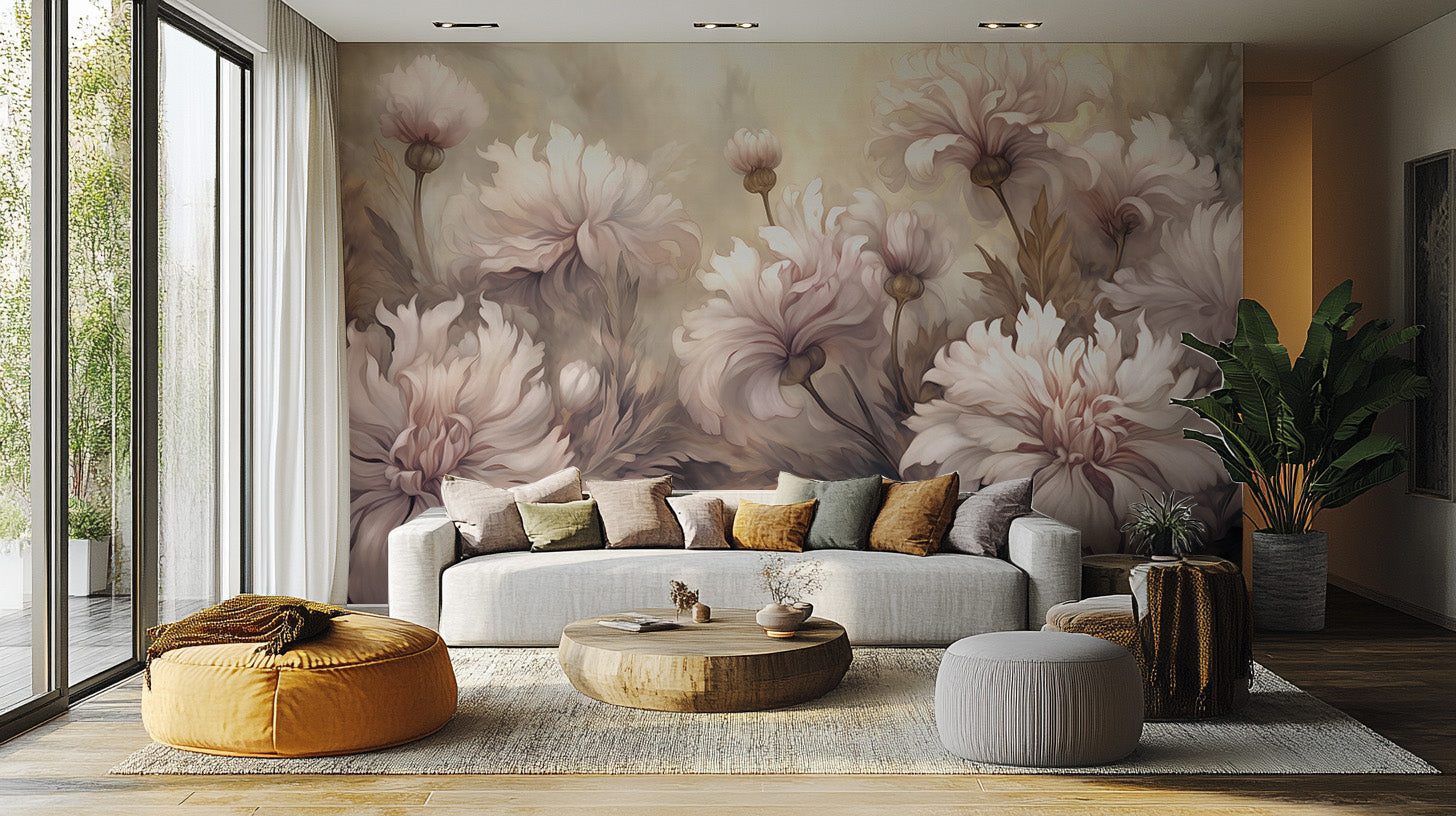 Underwater pink flowers wallpaper murals for a tranquil, aquatic vibe.