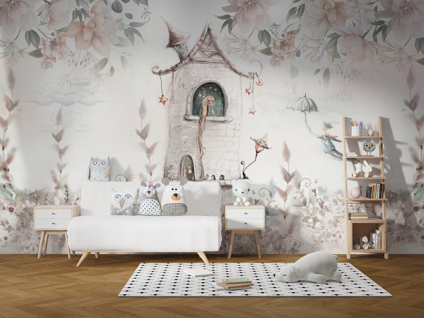 Princess Tower Floral Wallpaper Mural