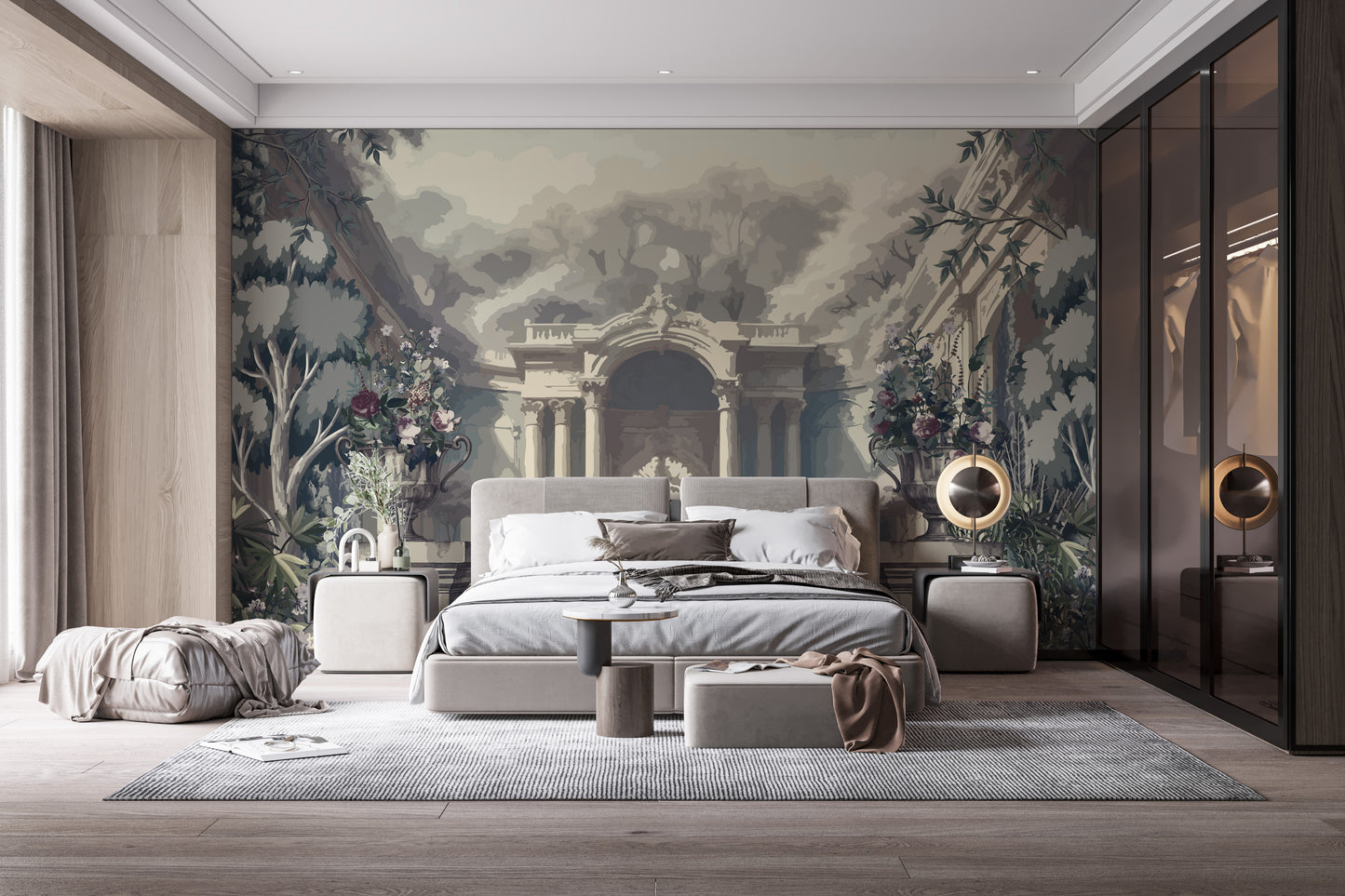 A Dreamy Skyline Tropical Trees Wallpaper Mural