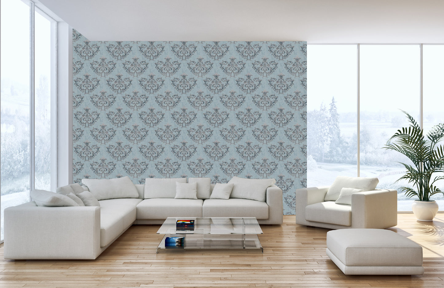 Grey Damask Wallpaper for Elegant Walls