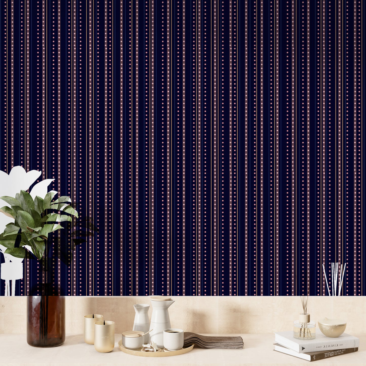 Chic indigo wallpaper with starry patterns