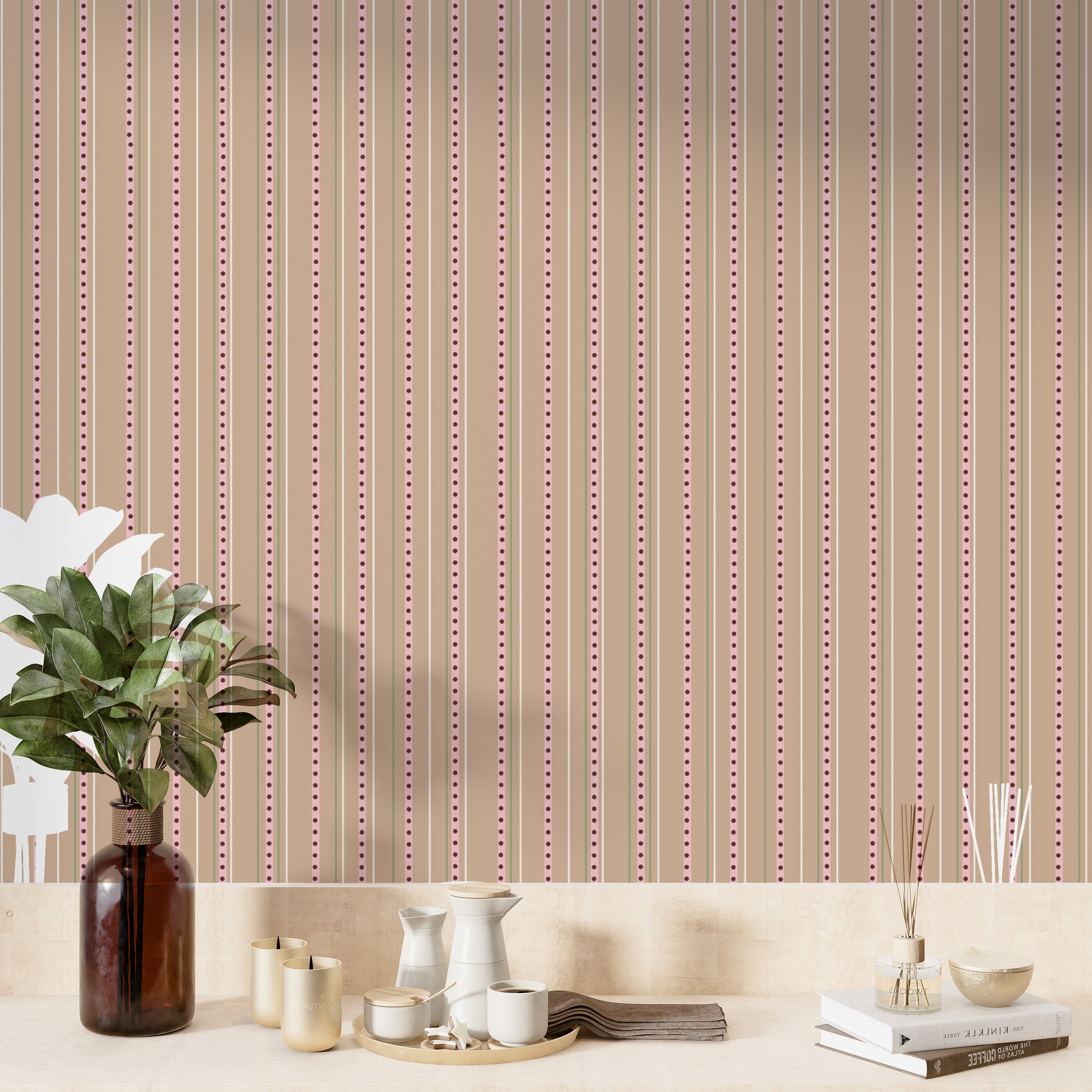 Sophisticated tan wallpaper for neutral spaces