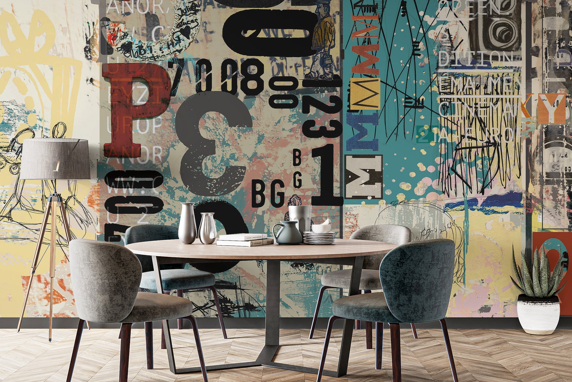 Retro Collage Wallpaper Mural - Giffywalls