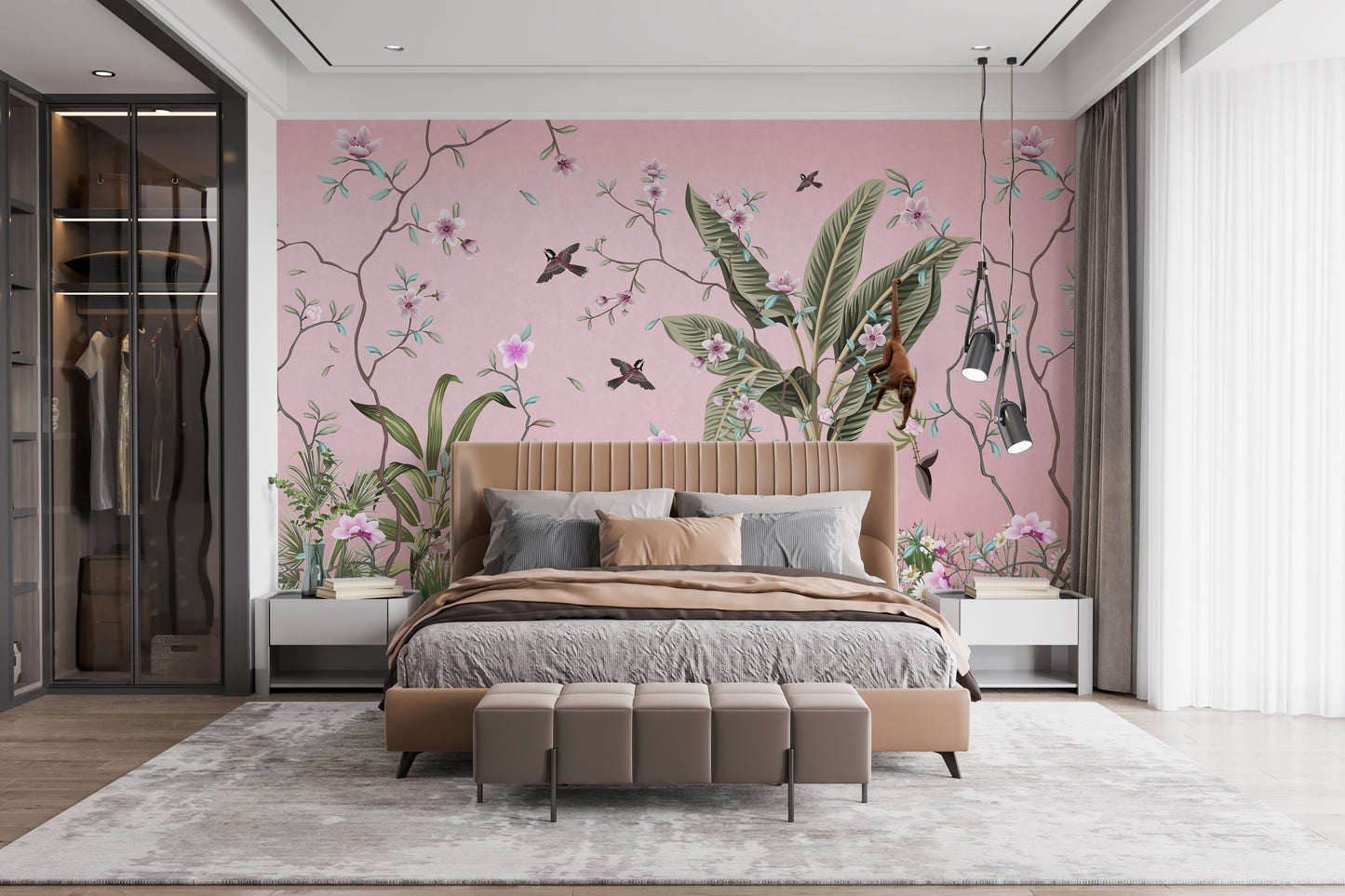 Elegant Pink Floral Wallpaper Peel and Stick
