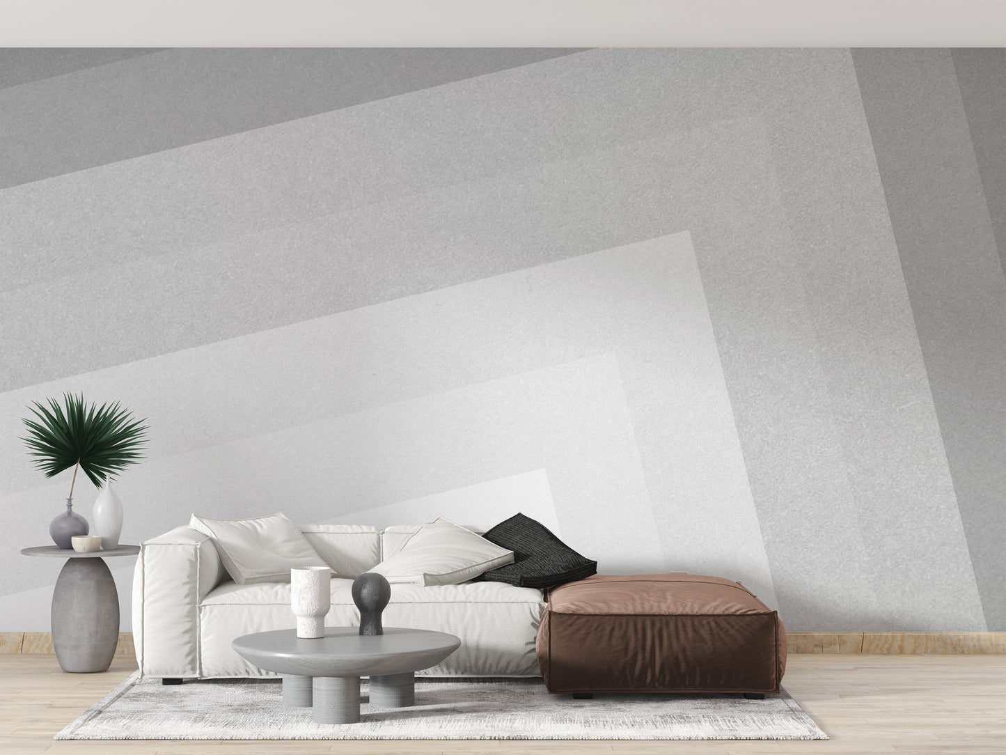 Geometric Gray Ombre Layered Wall Mural