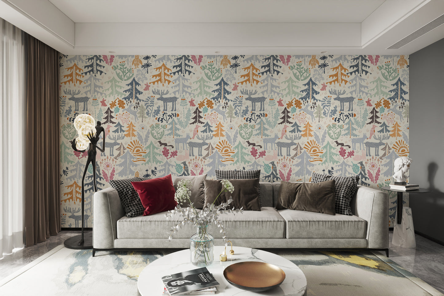 Enchanting Woodland Creatures Wall Design
