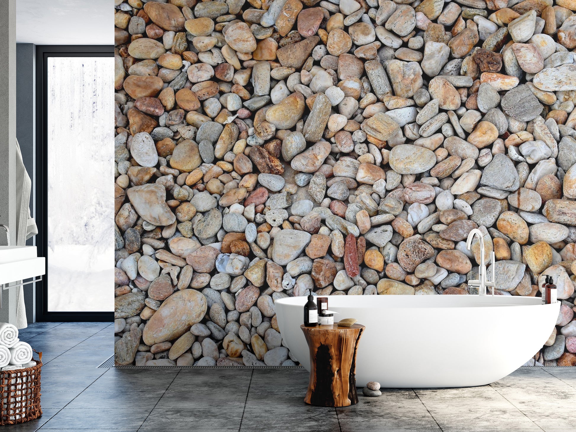 Pebble stone wallpaper mural for modern decor
