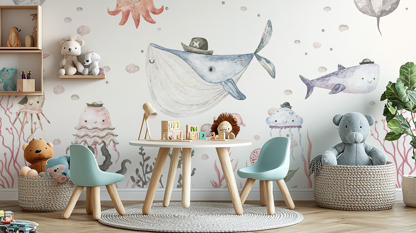 Underwater fun with maritime mischief wall mural