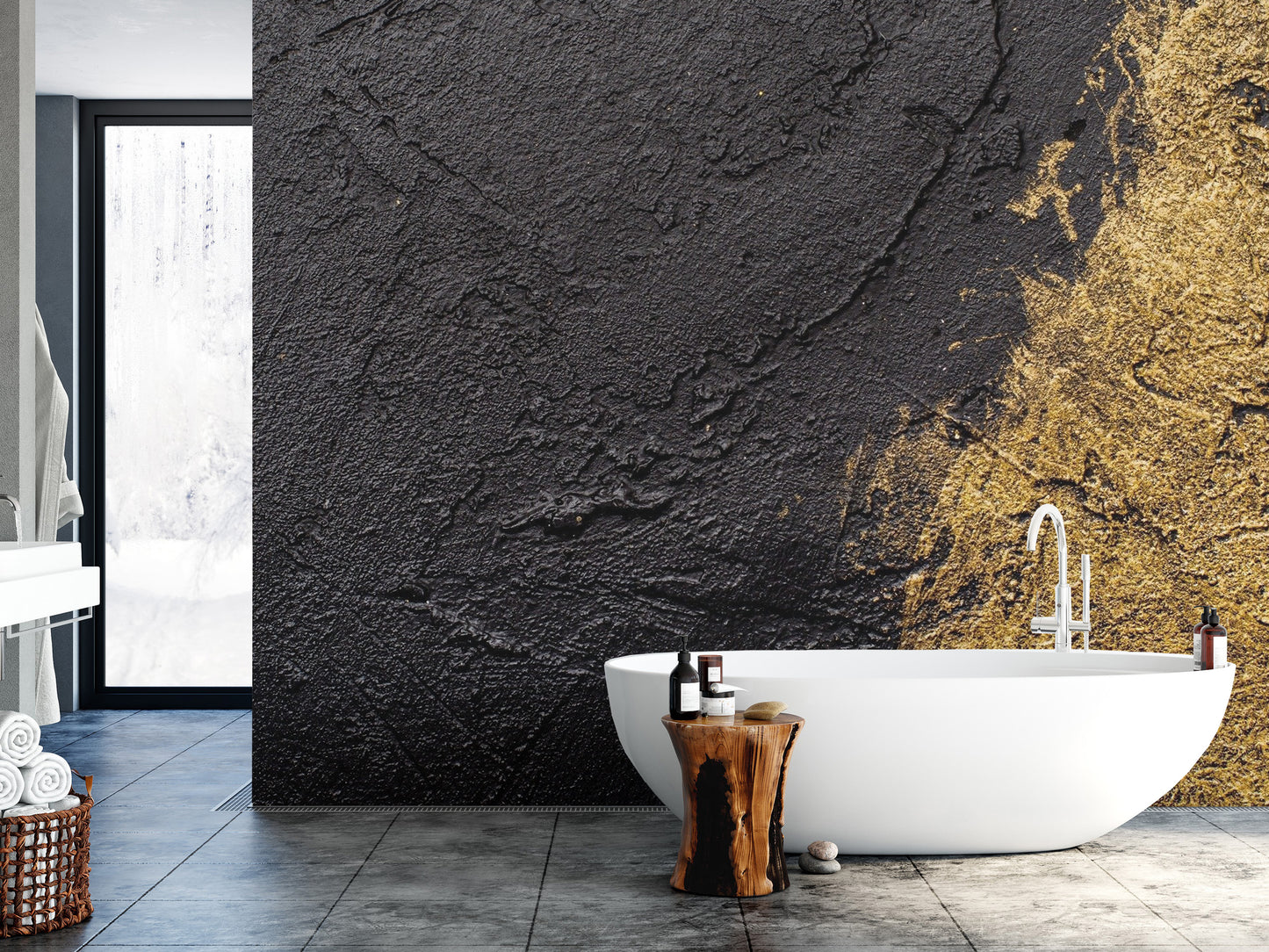 Textured Dual Tone Gold Wallpaper Mural - Giffywalls