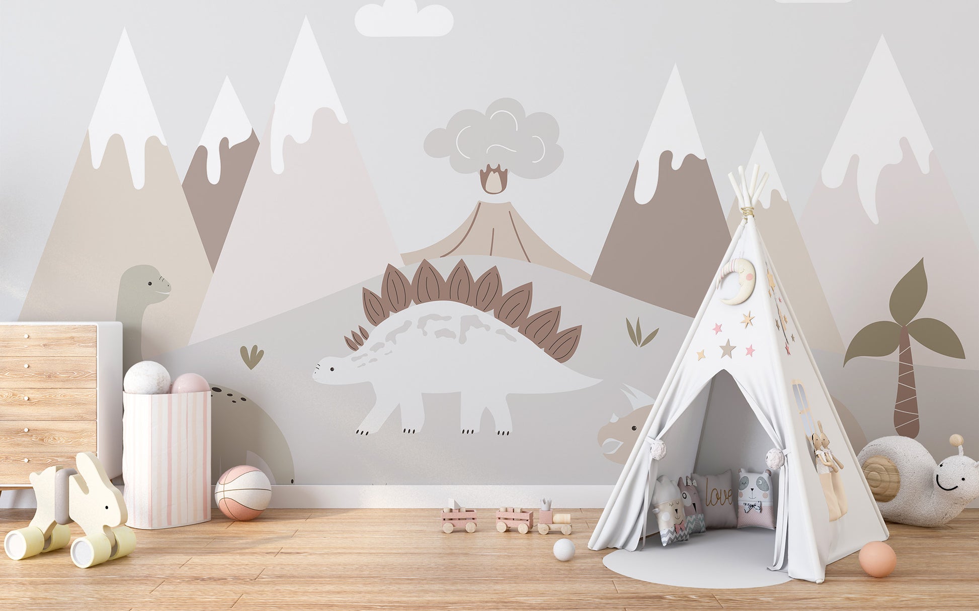 Dinosaur theme mural for nursery wallpaper
