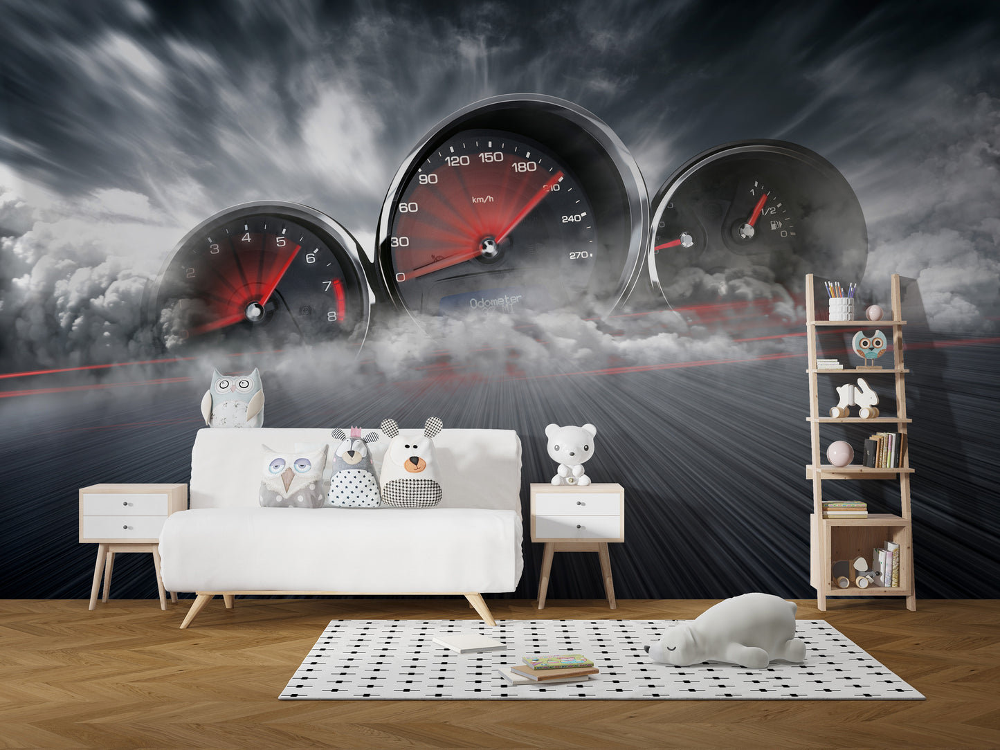 High Speed Car Dashboard Wall Mural