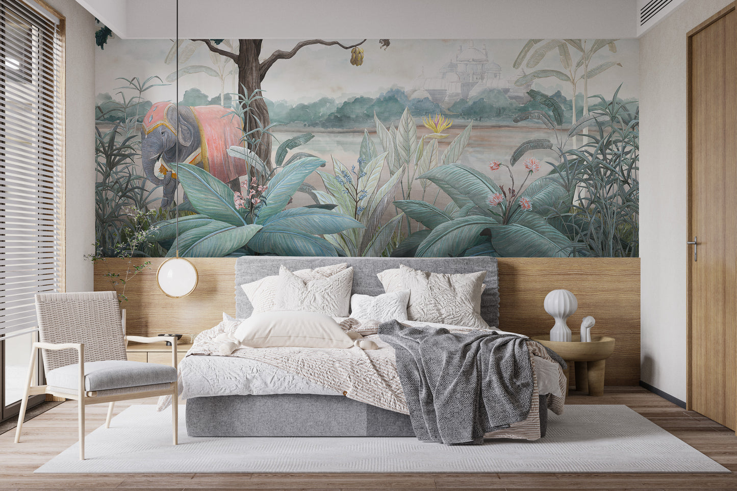 Elegant royal elephant wallpaper mural for walls