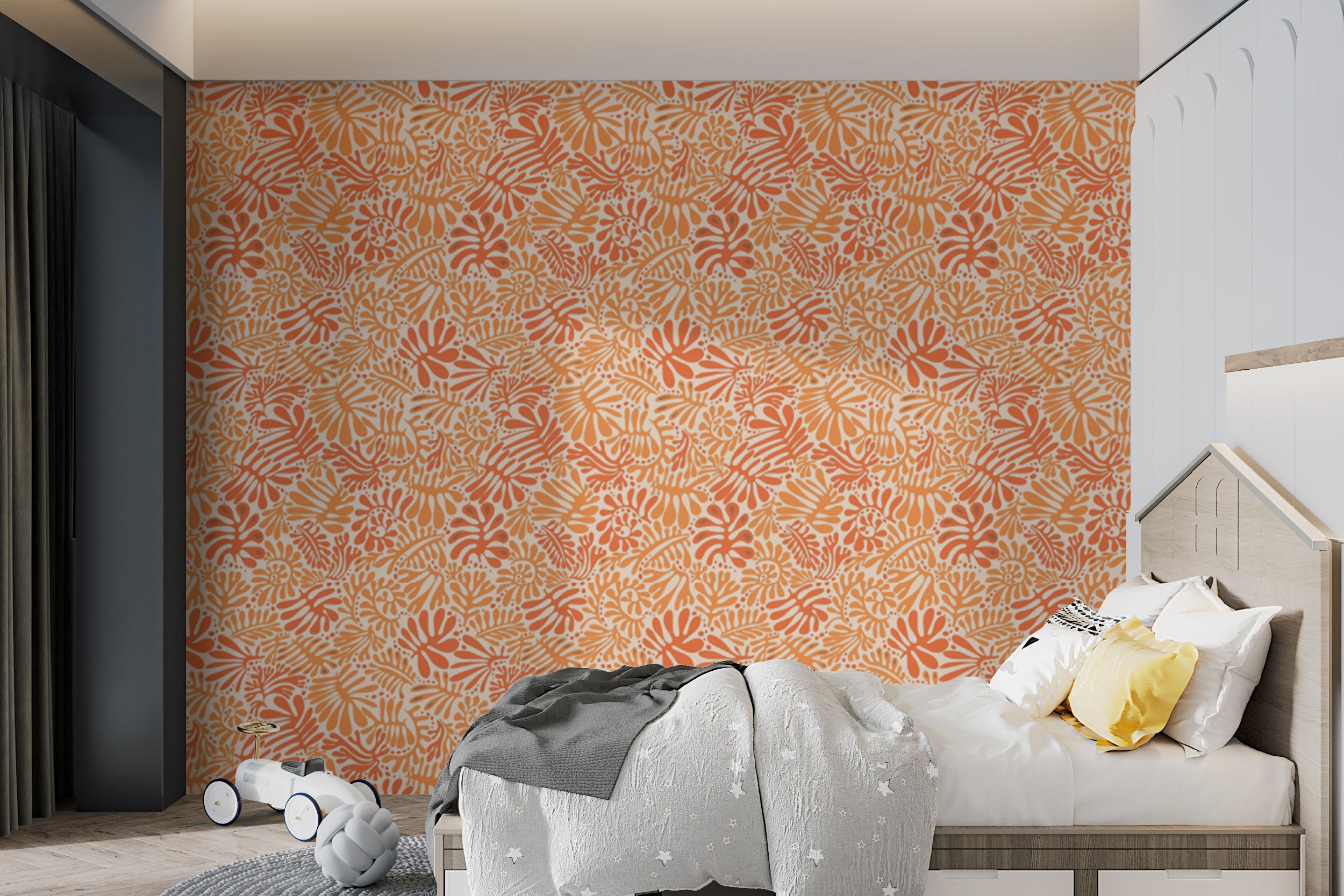 Tangerine Leaf peel and stick wallpaper