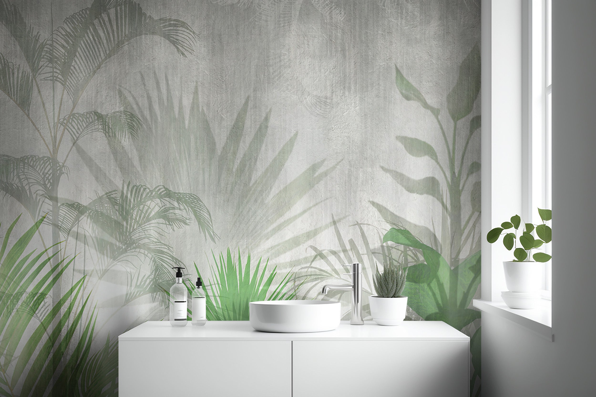 Luxurious Tropical Green Leaf Wallpaper Decor