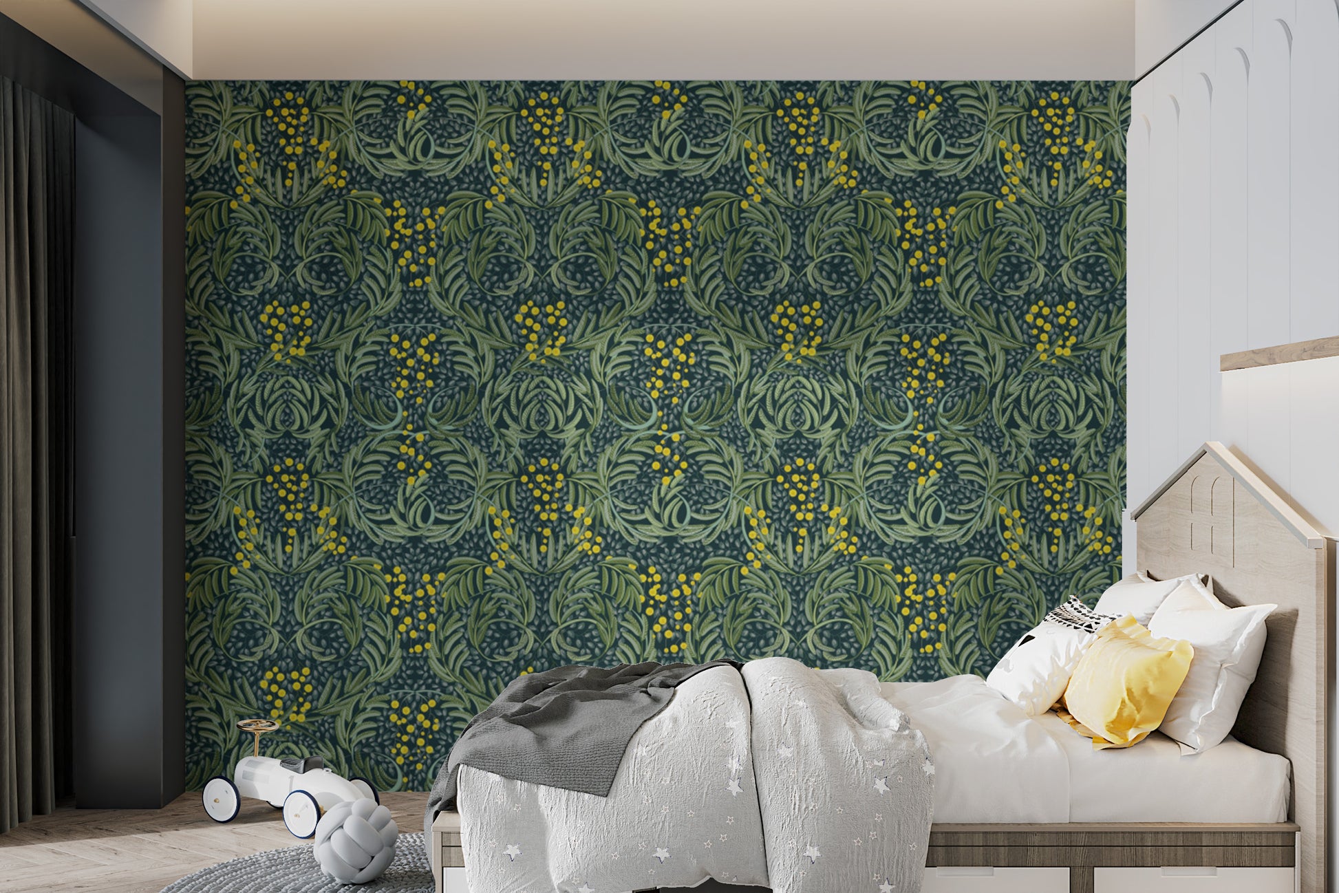 Verdant Mosaic Floral wallpaper for serene decor