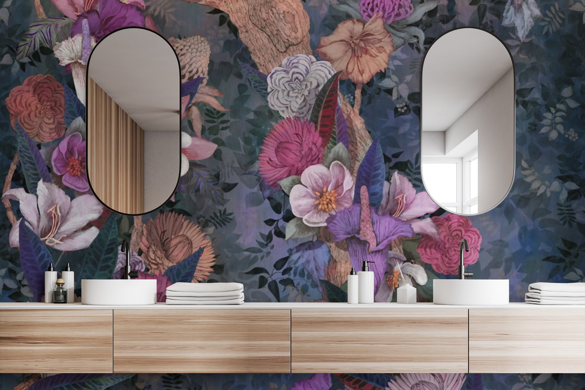 Lush vibrant floral wallpaper for lively interiors