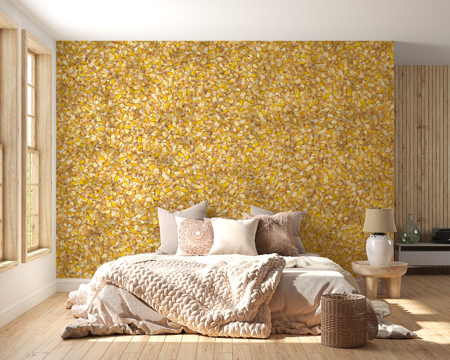 Watercolor Yellow Leaves Wallpaper Murals