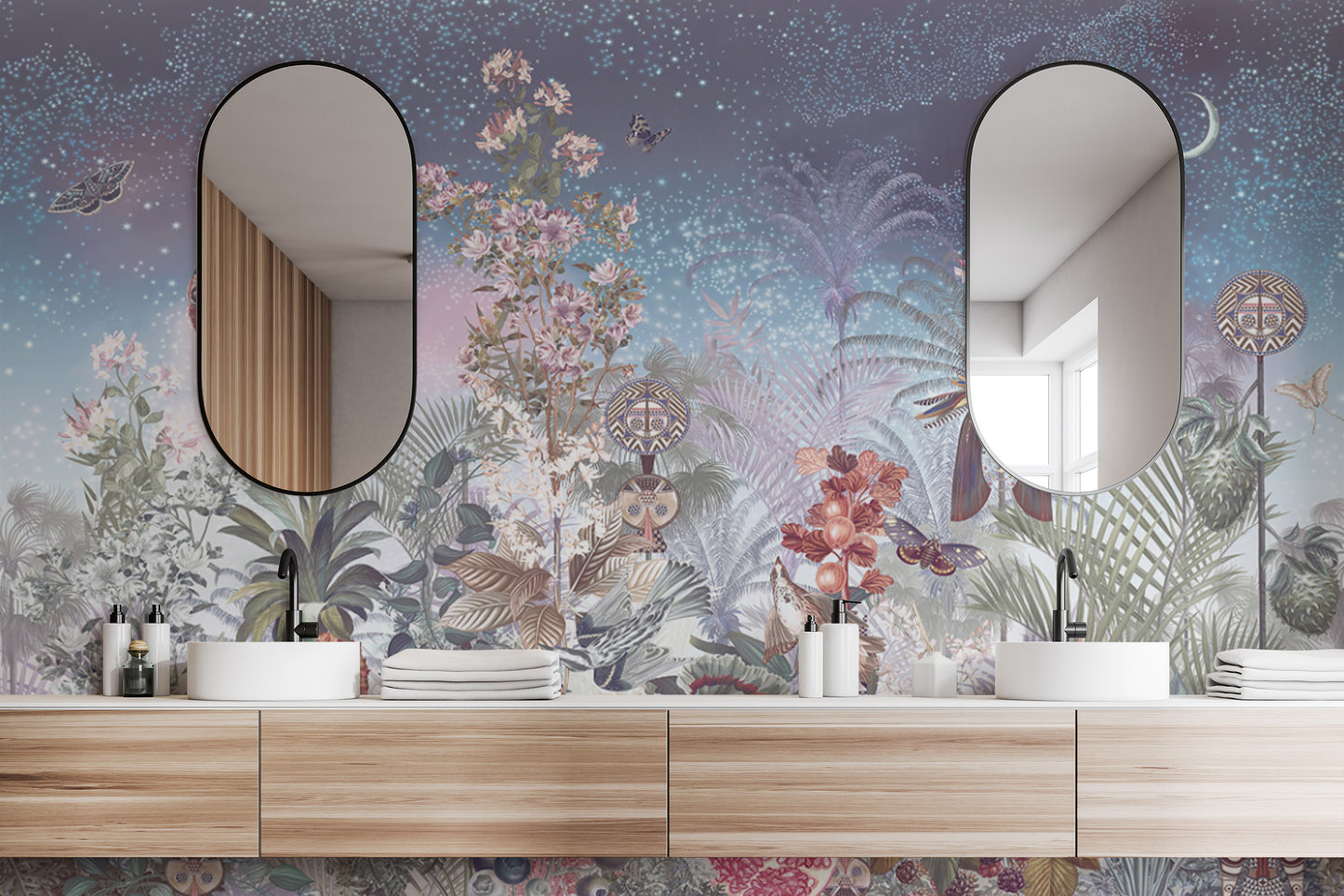 Mystic garden wallpaper mural with flowers