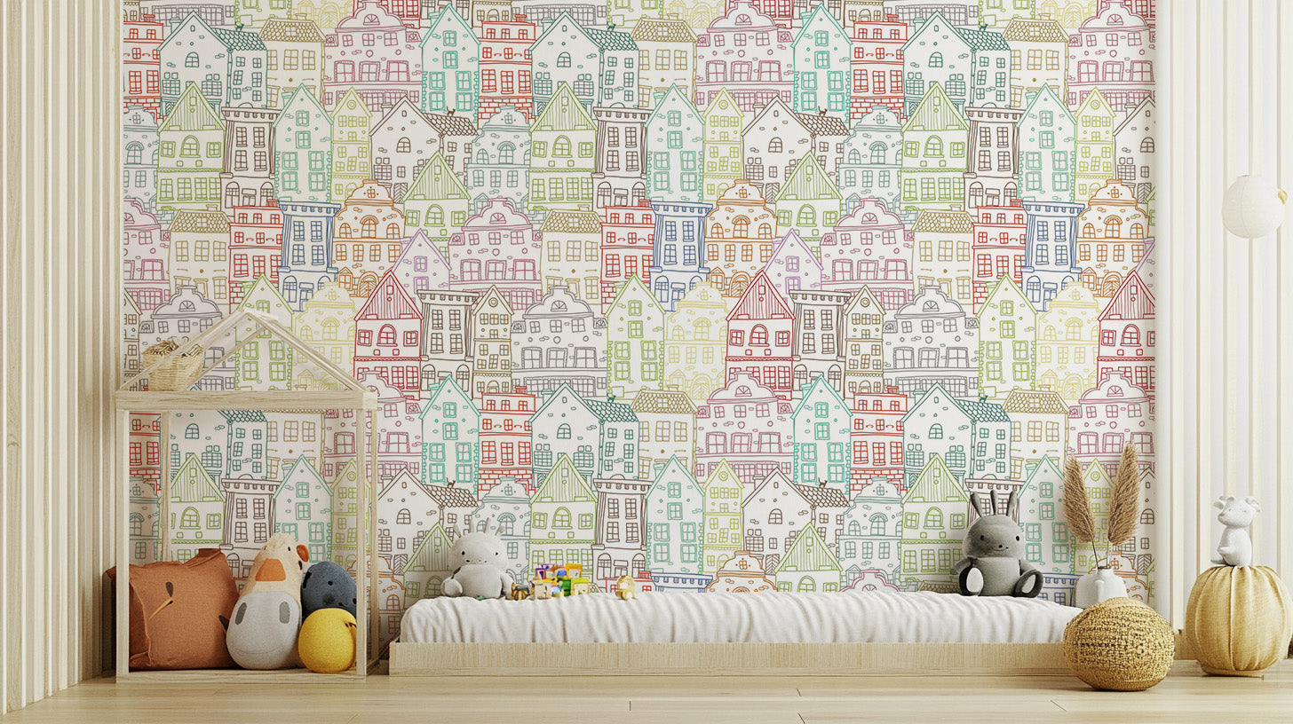 Add vibrancy with Kaleidoscope Townscape Mural art