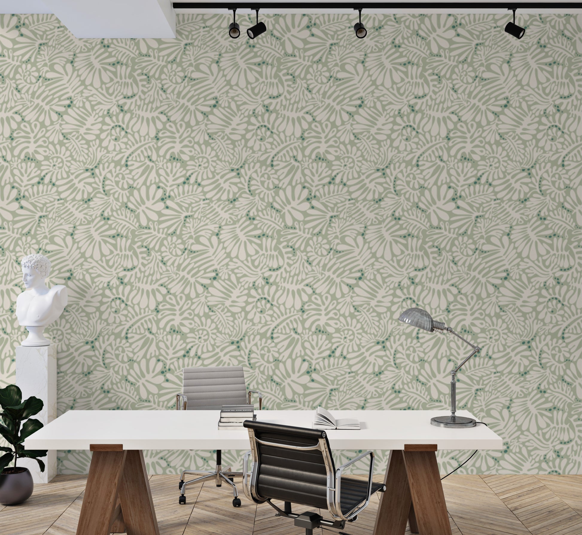 Matisse Leaves Sage Green peel and stick wallpaper