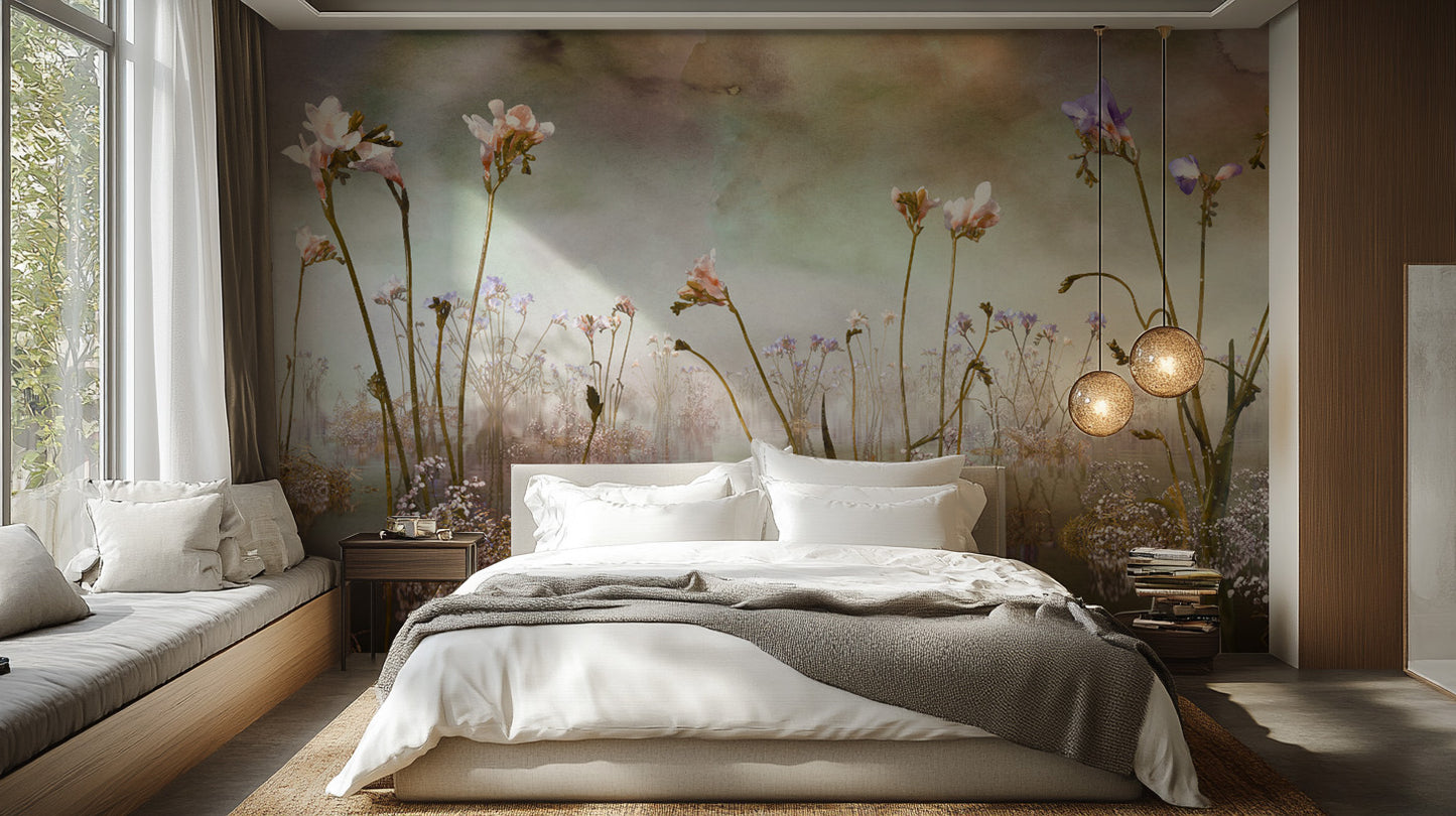 Colorful Freesia Floral Watercolor Wallpaper Murals - Giffywalls