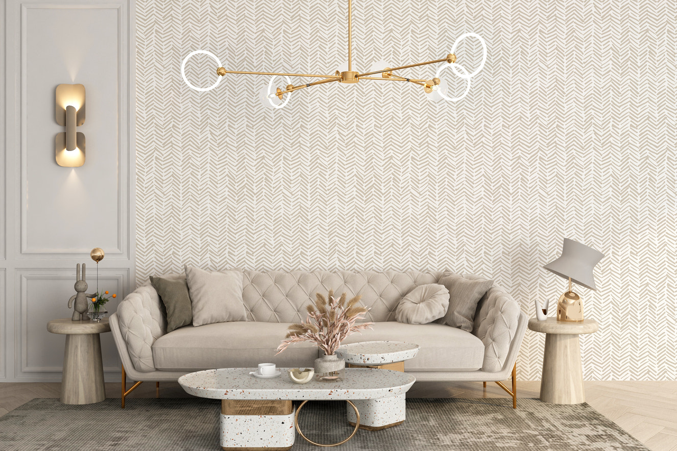 Subtle herringbone textured wallpaper