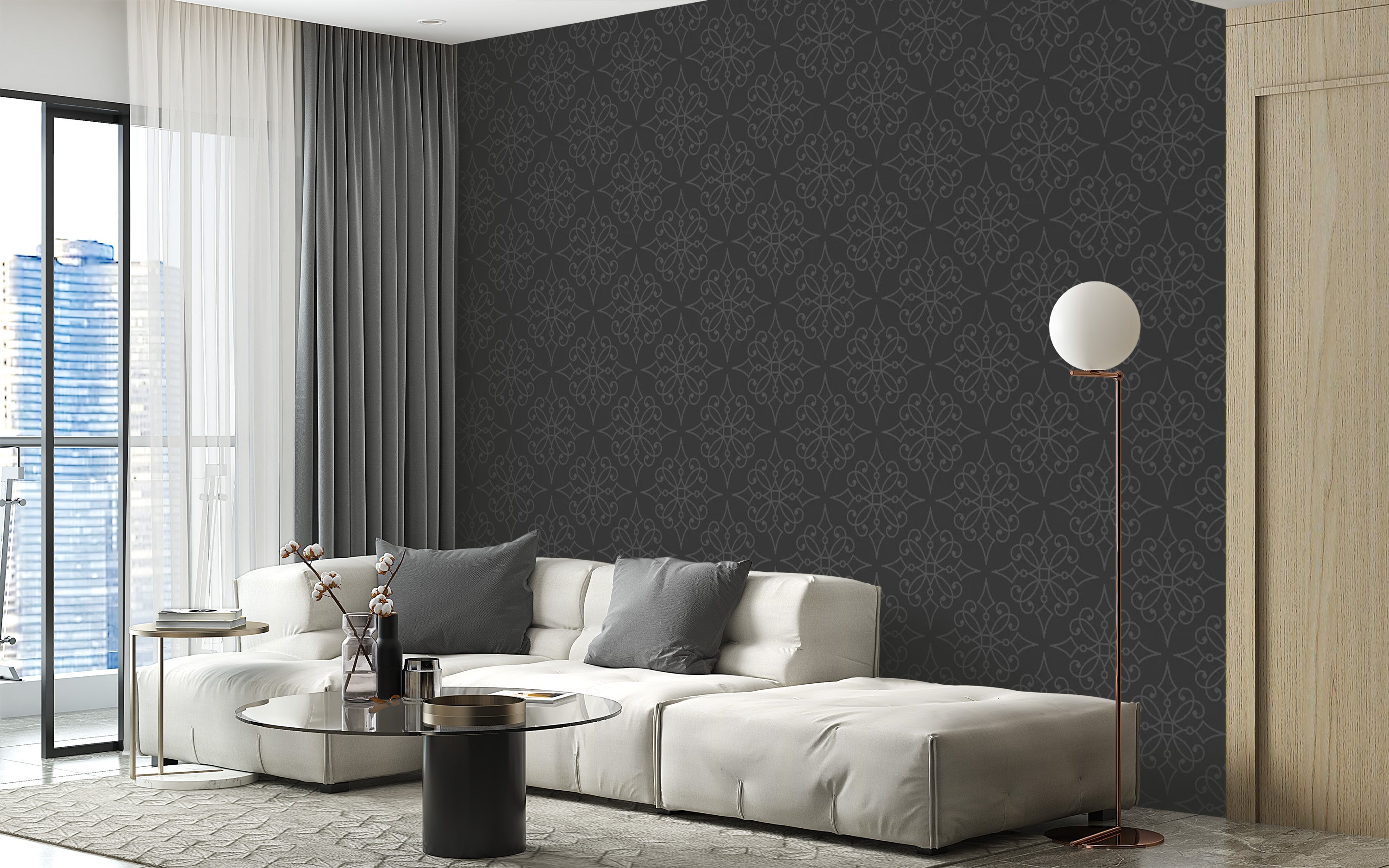 Beautiful damask autumn leaves wallpaper mural
