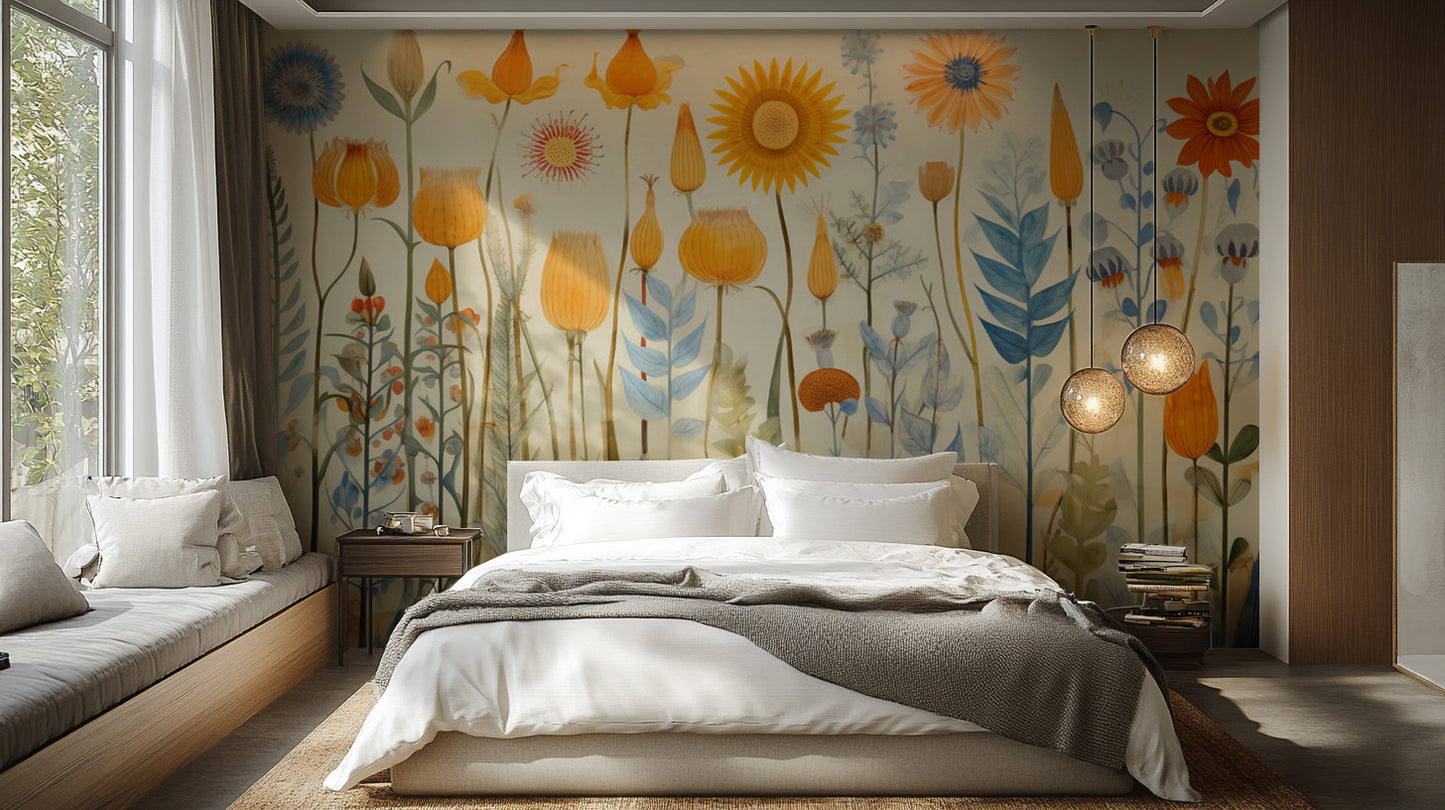 Brightly Colored Flowers Wallpaper Murals