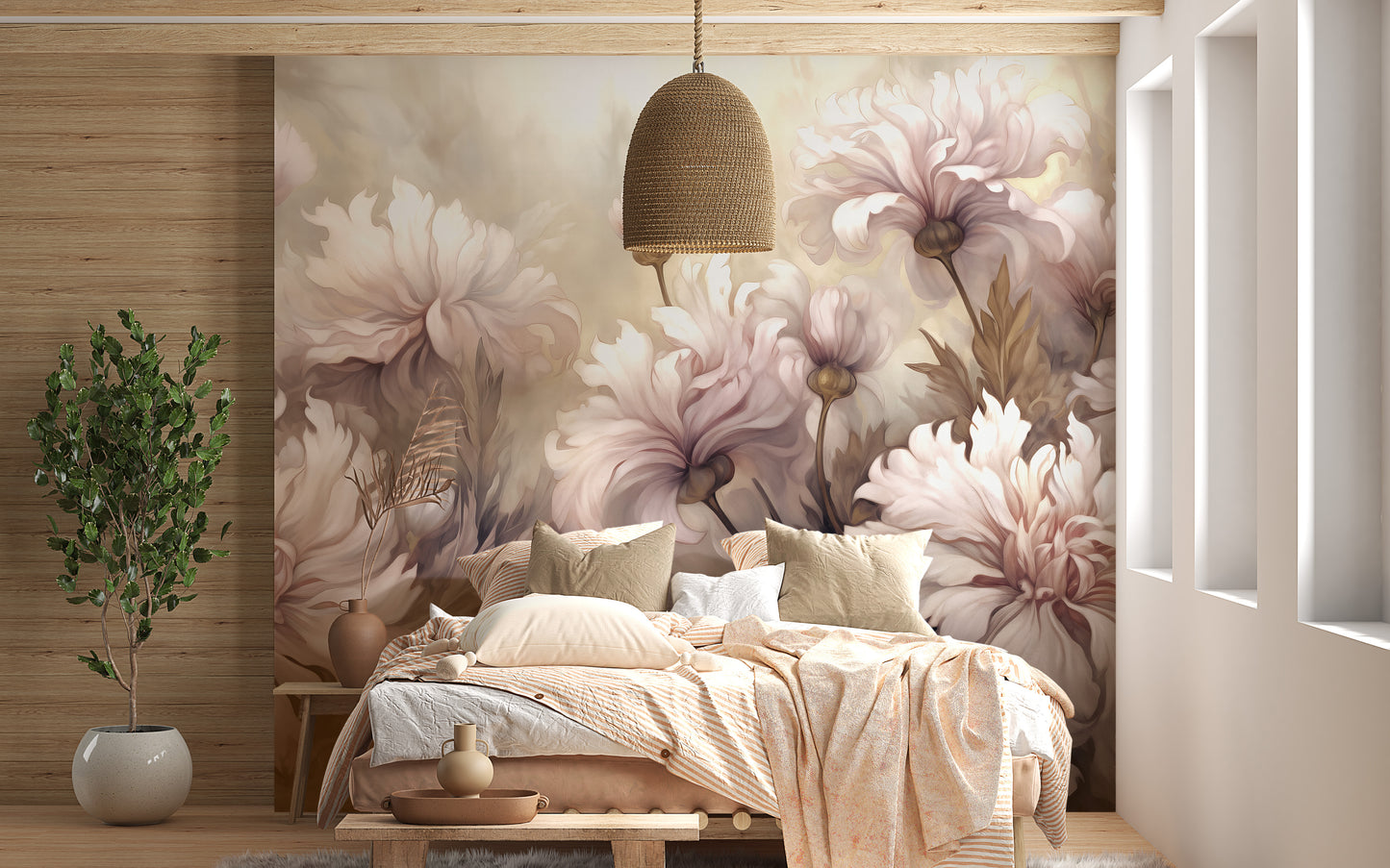 Underwater Pink Flowers Wallpaper Murals