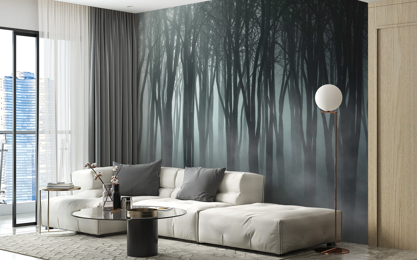 Misty Forest Halloween Peel and Stick Wallpaper for Decor