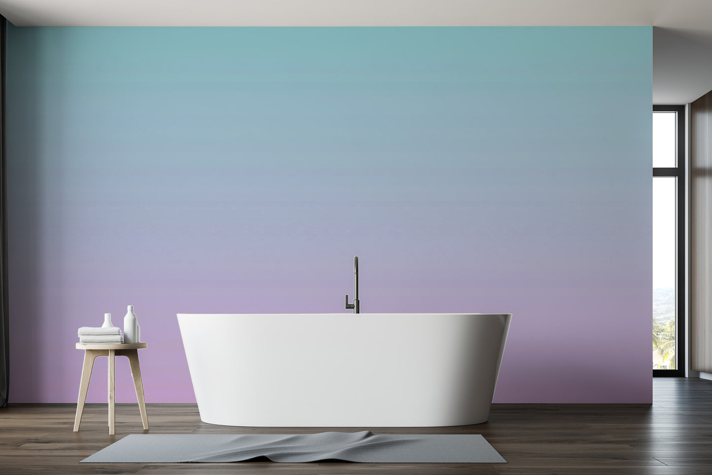 Soft ombre wallpaper mural in pink and blue hues
