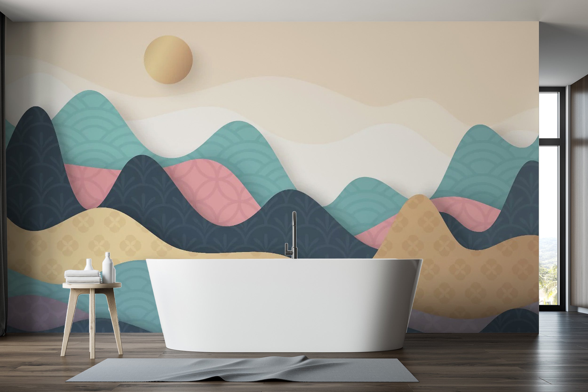 Colorful Wavy Mountains Wallpaper Murals - Giffywalls