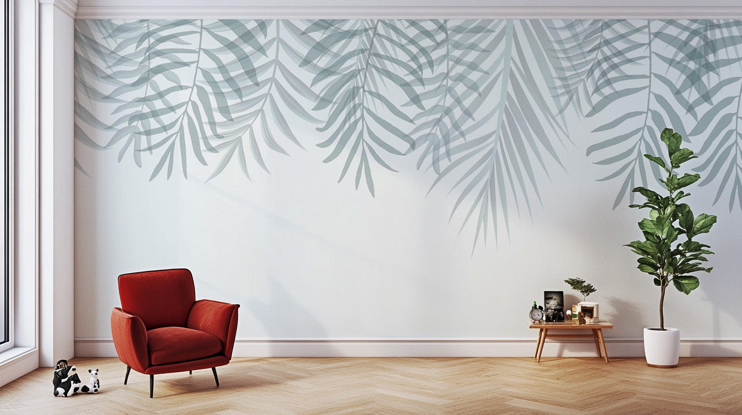 Arctic Palm Whisper Mural for calm interiors