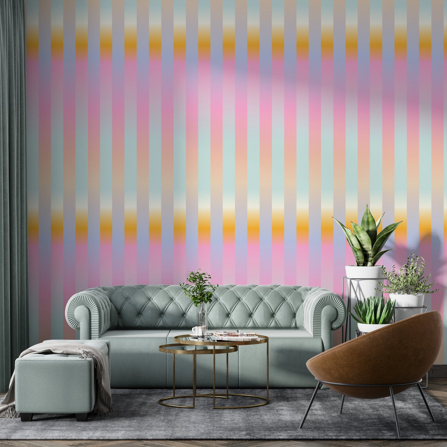 Contemporary Soft-Hued Striped Wallpaper for Interiors
