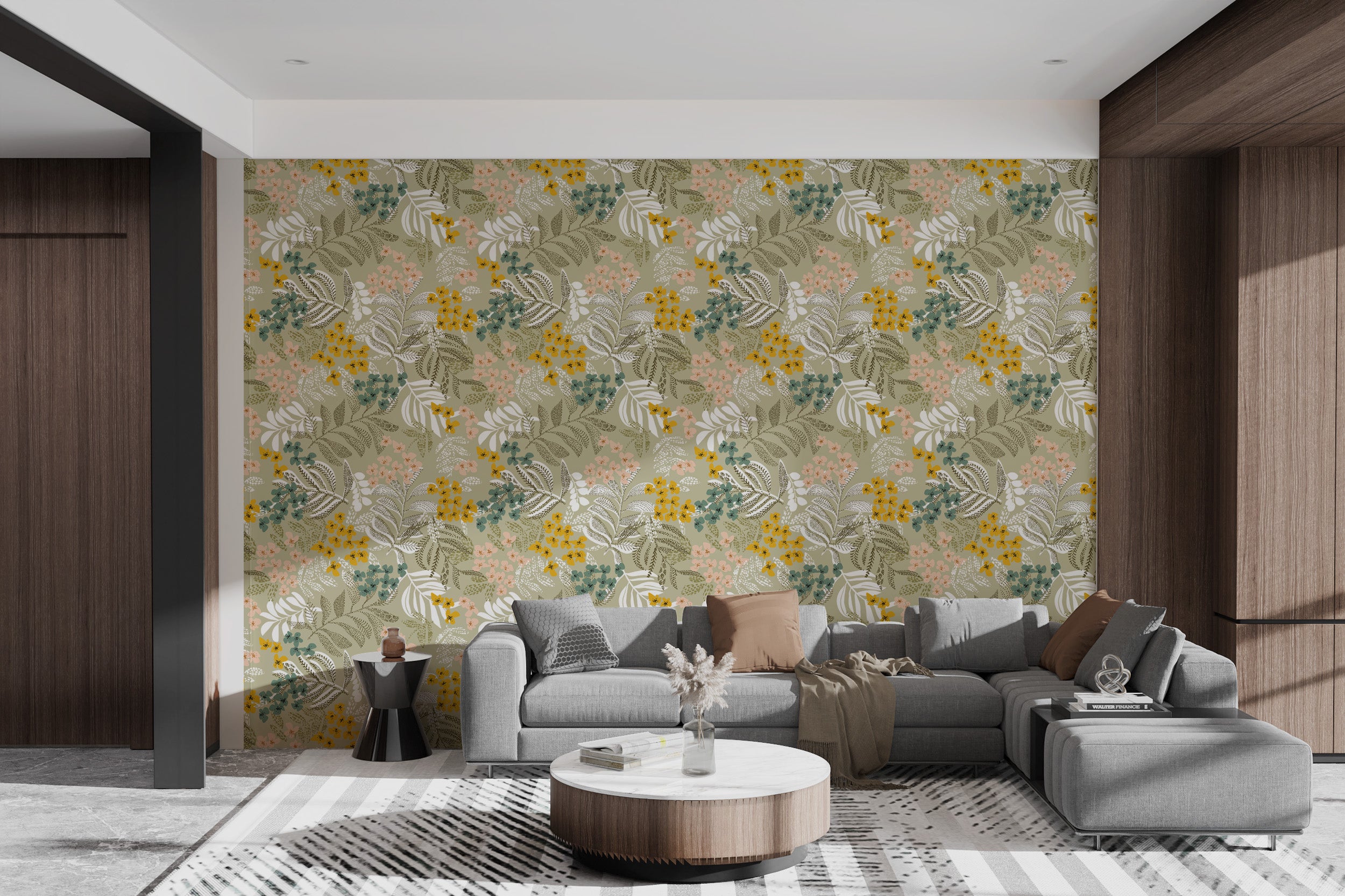 Artistic Botanical Harmony Wallpaper Design
