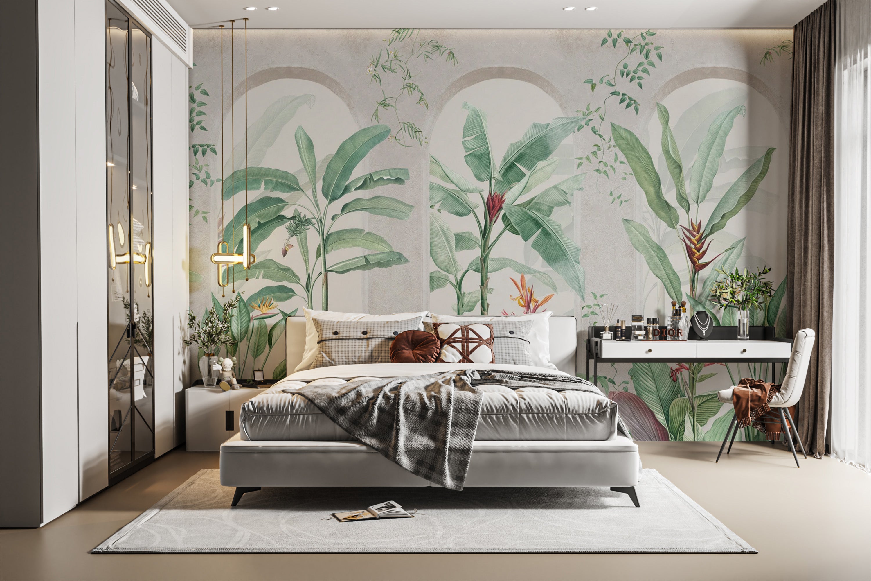 Lush green banana leaf wall mural